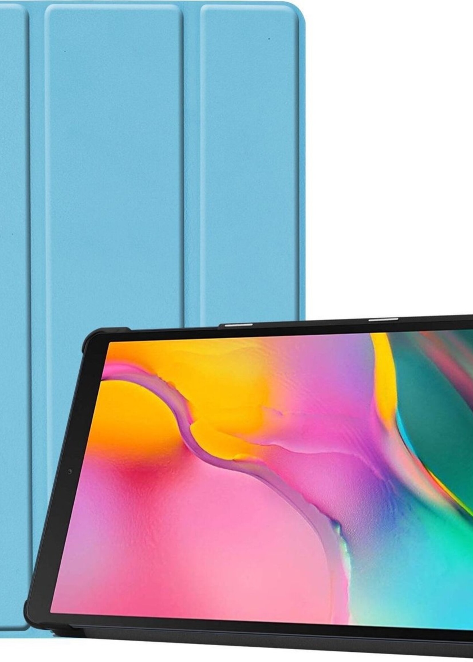 BTH Hoes Geschikt voor Samsung Galaxy Tab A 10.1 2019 Hoes Book Case Hoesje Trifold Cover - Hoesje Geschikt voor Samsung Tab A 10.1 2019 Hoesje Bookcase - Blauw
