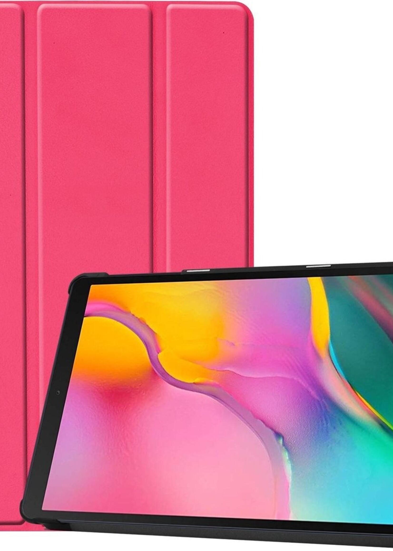 BTH Hoes Geschikt voor Samsung Galaxy Tab A 10.1 2019 Hoes Book Case Hoesje Trifold Cover - Hoesje Geschikt voor Samsung Tab A 10.1 2019 Hoesje Bookcase - Roze