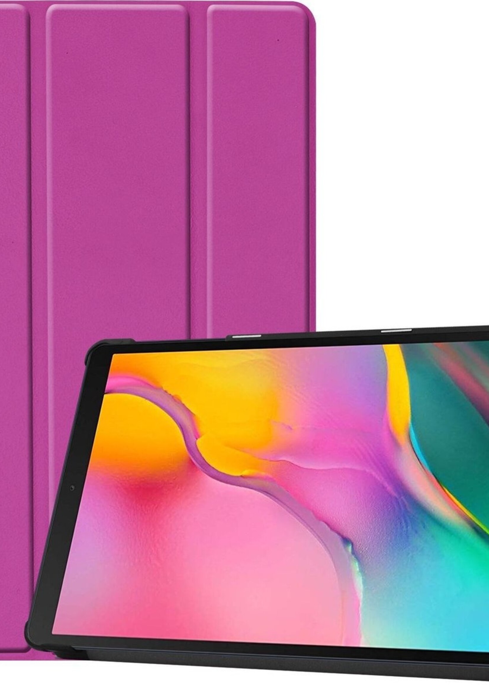 BTH Hoes Geschikt voor Samsung Galaxy Tab A 10.1 2019 Hoes Book Case Hoesje Trifold Cover - Hoesje Geschikt voor Samsung Tab A 10.1 2019 Hoesje Bookcase - Paars