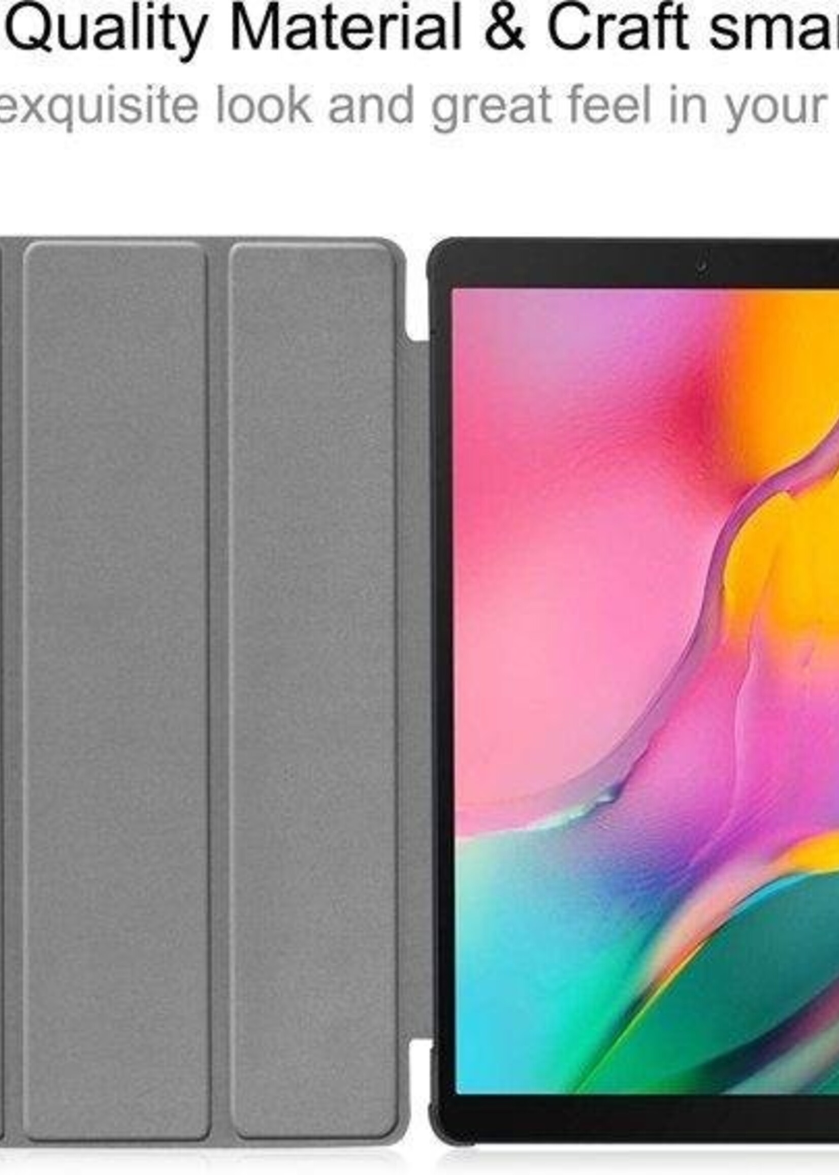 BTH Hoes Geschikt voor Samsung Galaxy Tab A 10.1 2019 Hoes Book Case Hoesje Trifold Cover - Hoesje Geschikt voor Samsung Tab A 10.1 2019 Hoesje Bookcase - Wit