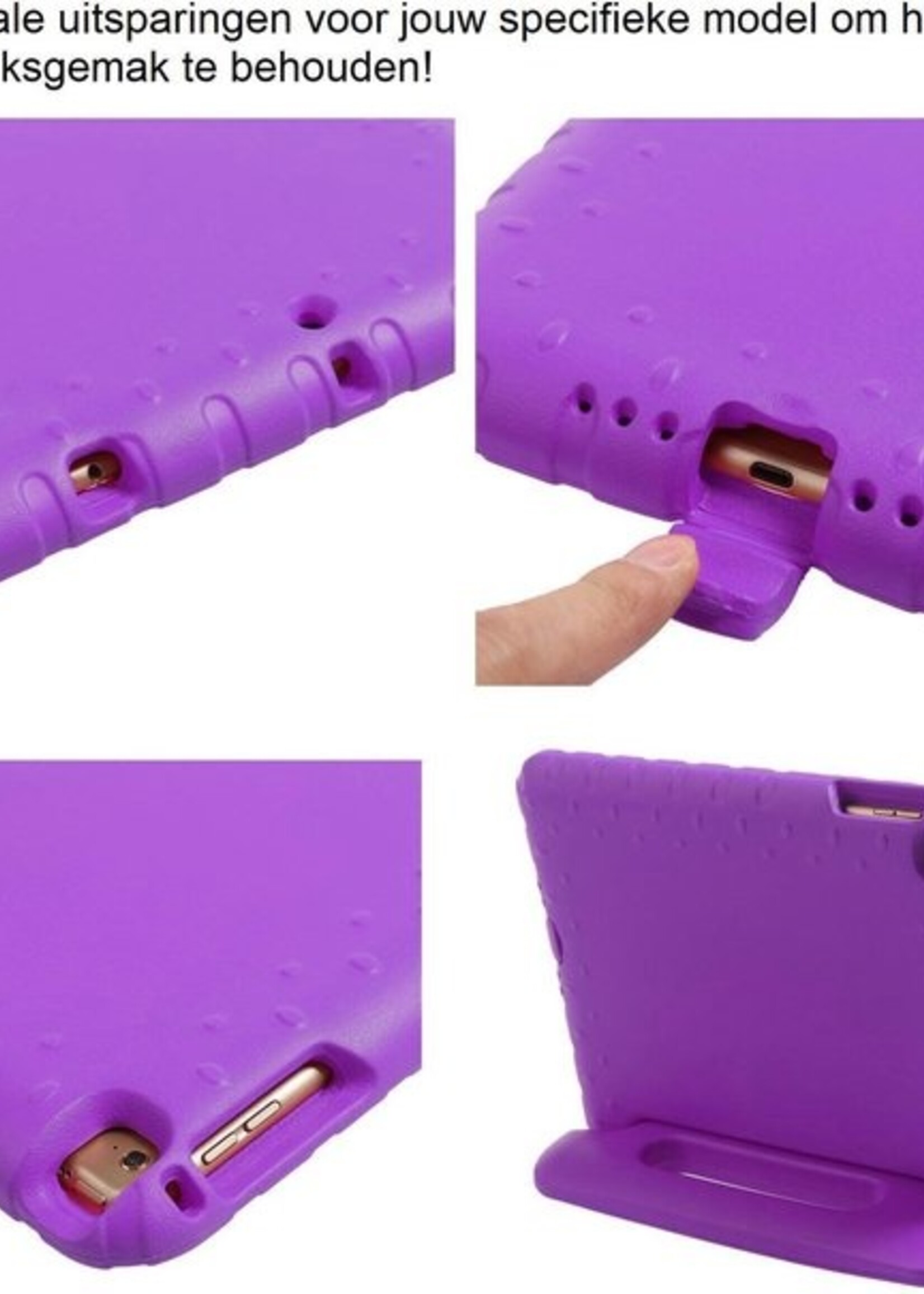 BTH Kinderhoes Geschikt voor iPad Pro 10.5 (2017) Hoes Kinder Hoesje Kids Case Cover Kidsproof - Hoesje Geschikt voor iPad Pro 2017 (10,5 inch) Hoesje Kinder Hoes - Paars