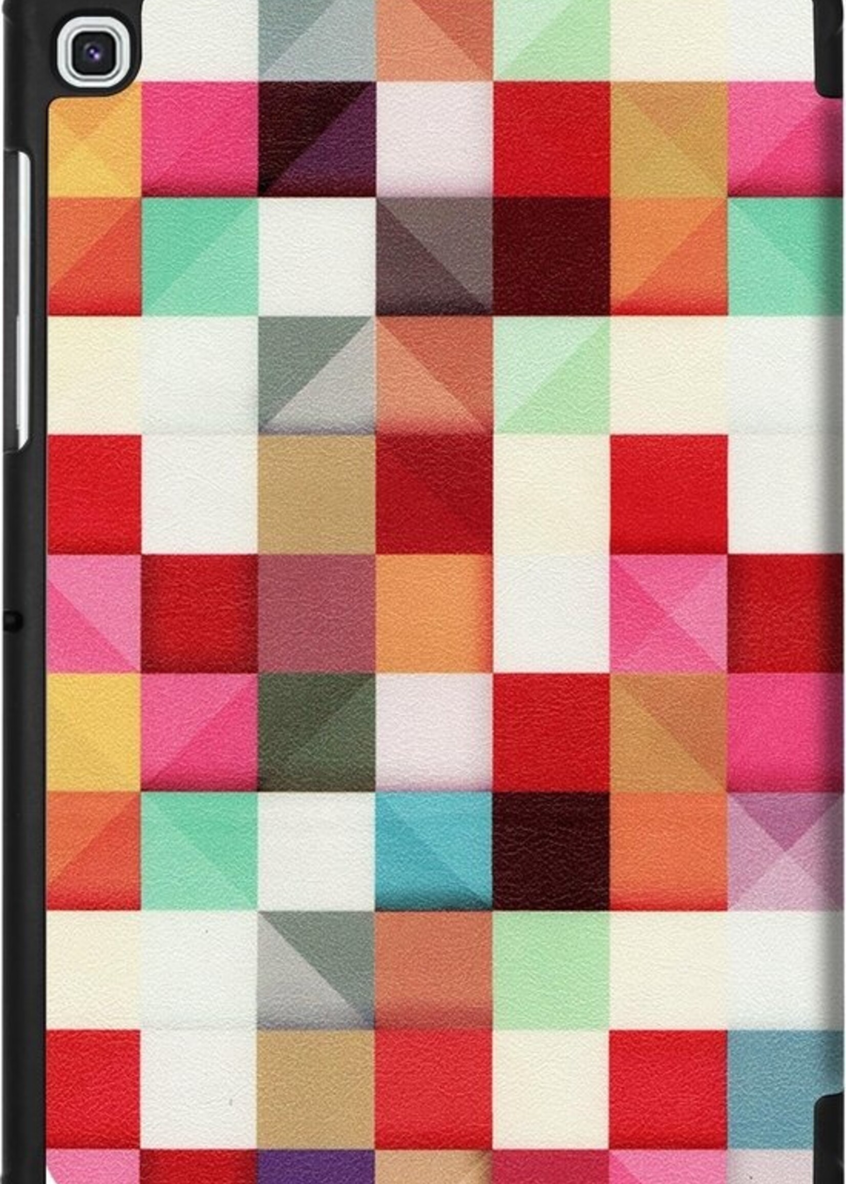 BTH Hoes Geschikt voor Samsung Galaxy Tab S5e Hoes Book Case Hoesje Trifold Cover - Hoesje Geschikt voor Samsung Tab S5e Hoesje Bookcase - Blokken