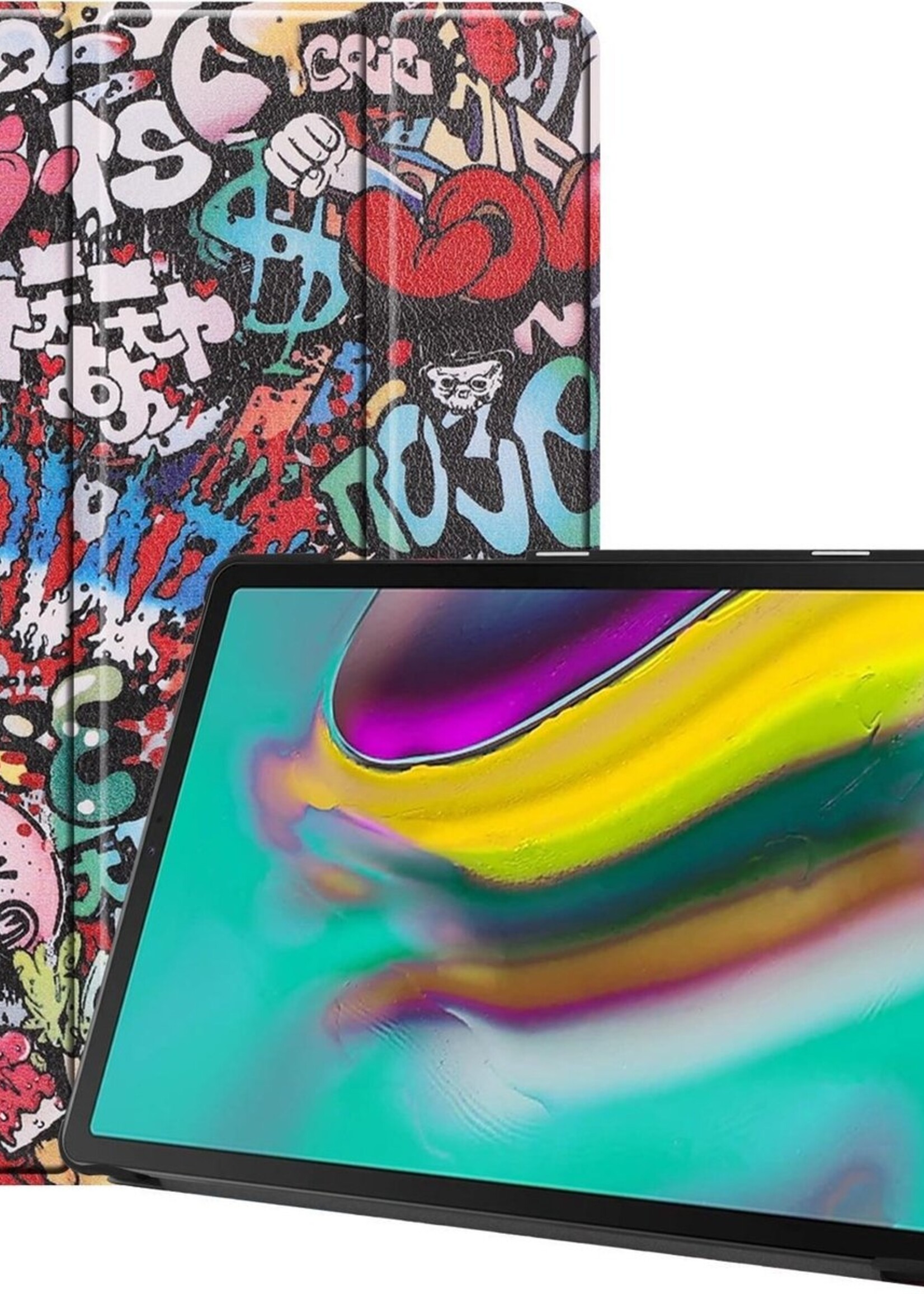 BTH Hoes Geschikt voor Samsung Galaxy Tab S5e Hoes Book Case Hoesje Trifold Cover - Hoesje Geschikt voor Samsung Tab S5e Hoesje Bookcase - Graffity