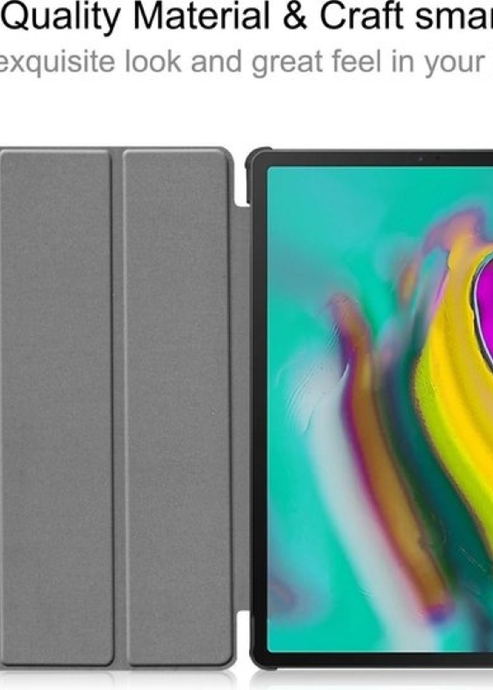 BTH Hoes Geschikt voor Samsung Galaxy Tab S5e Hoes Book Case Hoesje Trifold Cover - Hoesje Geschikt voor Samsung Tab S5e Hoesje Bookcase - Graffity