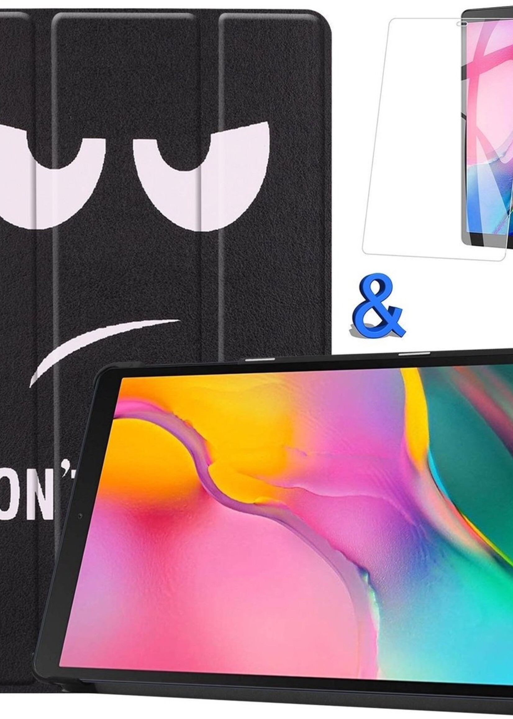 BTH Hoes Geschikt voor Samsung Galaxy Tab A 10.1 2019 Hoes Book Case Hoesje Trifold Cover Met Screenprotector - Hoesje Geschikt voor Samsung Tab A 10.1 2019 Hoesje Bookcase - Don't Touch Me