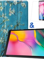 BTH BTH Samsung Galaxy Tab A 10.1 2019 Hoes Met Screenprotector - Witte Bloesem