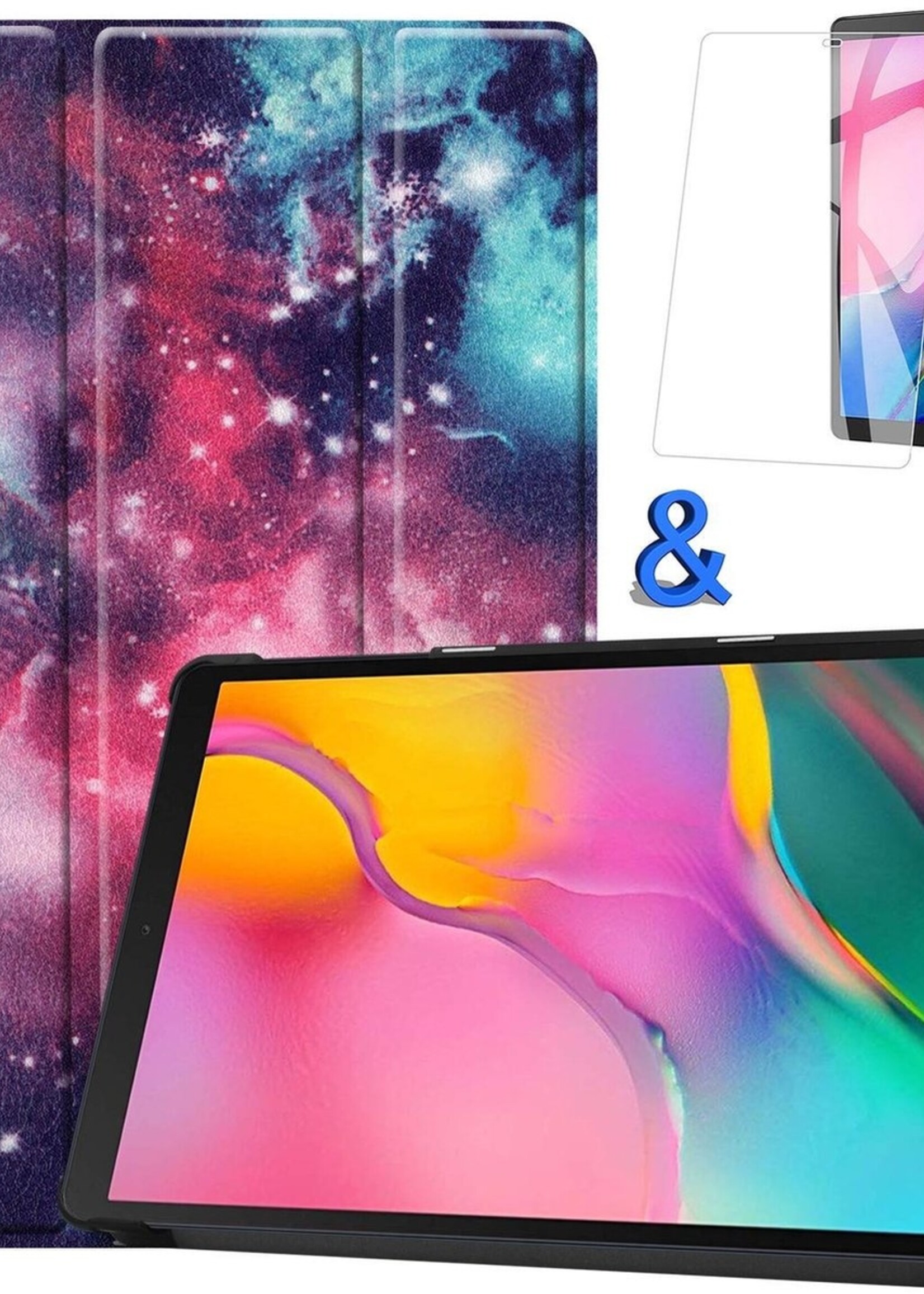 BTH Hoes Geschikt voor Samsung Galaxy Tab A 10.1 2019 Hoes Book Case Hoesje Trifold Cover Met Screenprotector - Hoesje Geschikt voor Samsung Tab A 10.1 2019 Hoesje Bookcase - Galaxy