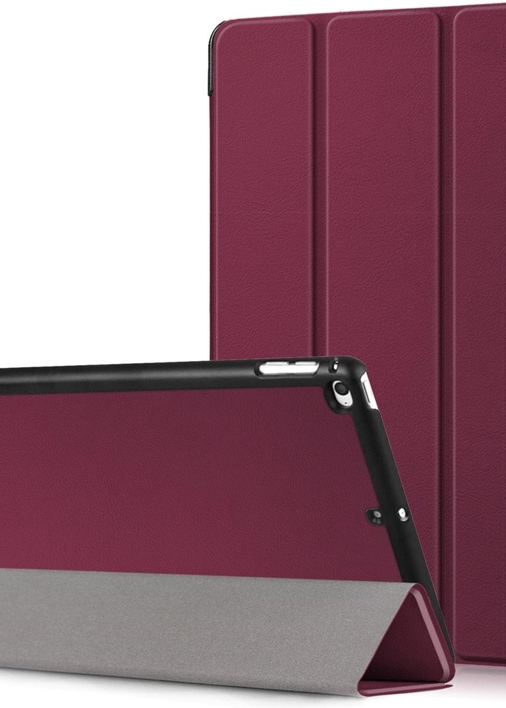 BTH Hoes Geschikt voor iPad Mini 4/5 Hoes Book Case Hoesje Trifold Cover - Hoesje Geschikt voor iPad Mini 4/5 Hoesje Bookcase - Rood