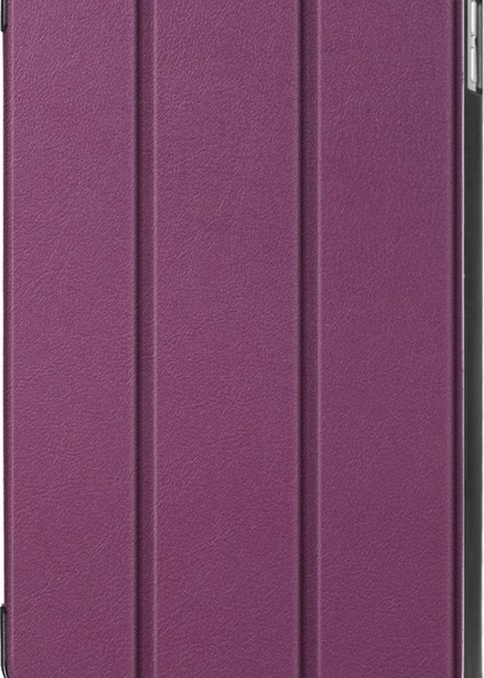 BTH Hoes Geschikt voor iPad Mini 4/5 Hoes Book Case Hoesje Trifold Cover - Hoesje Geschikt voor iPad Mini 4/5 Hoesje Bookcase - Paars