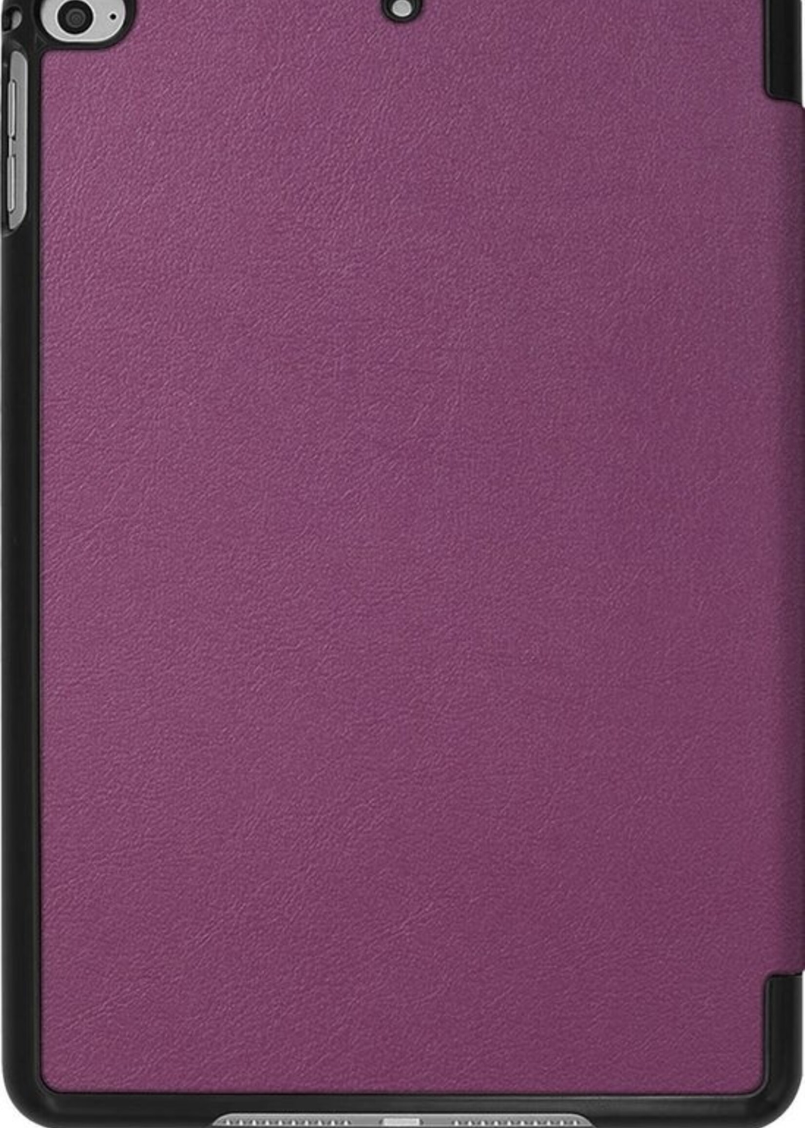 BTH Hoes Geschikt voor iPad Mini 4/5 Hoes Book Case Hoesje Trifold Cover - Hoesje Geschikt voor iPad Mini 4/5 Hoesje Bookcase - Paars
