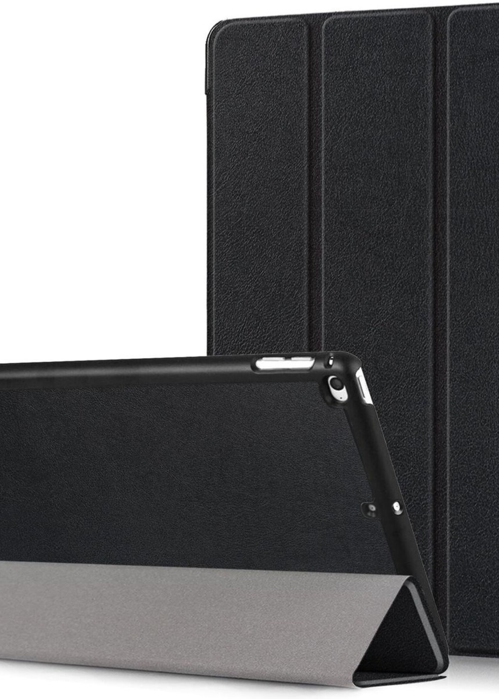 BTH Hoes Geschikt voor iPad Mini 4/5 Hoes Book Case Hoesje Trifold Cover - Hoesje Geschikt voor iPad Mini 4/5 Hoesje Bookcase - Zwart