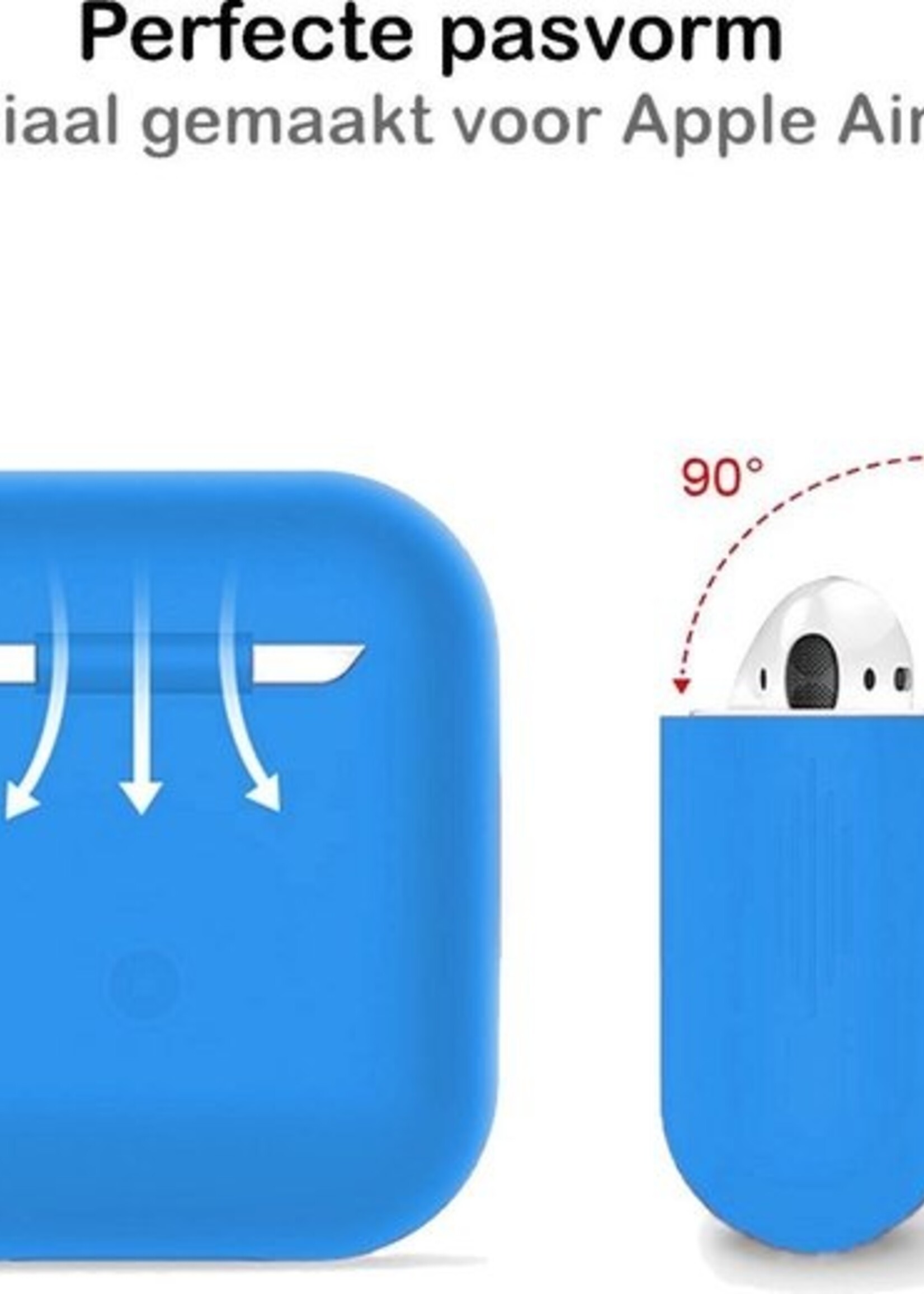 BTH Case Geschikt voor AirPods Hoesje Hoes Siliconen Met Clip Cover - Hoesje Geschikt voor Apple Airpods 1/2 Siliconen Met Clip - Blauw