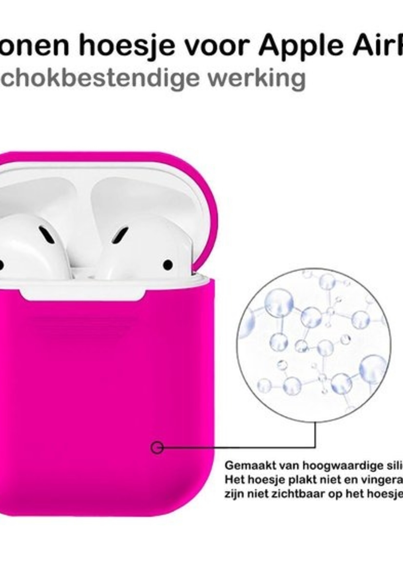 BTH Case Geschikt voor AirPods Hoesje Hoes Siliconen Met Clip Cover - Hoesje Geschikt voor Apple Airpods 1/2 Siliconen Met Clip - Roze