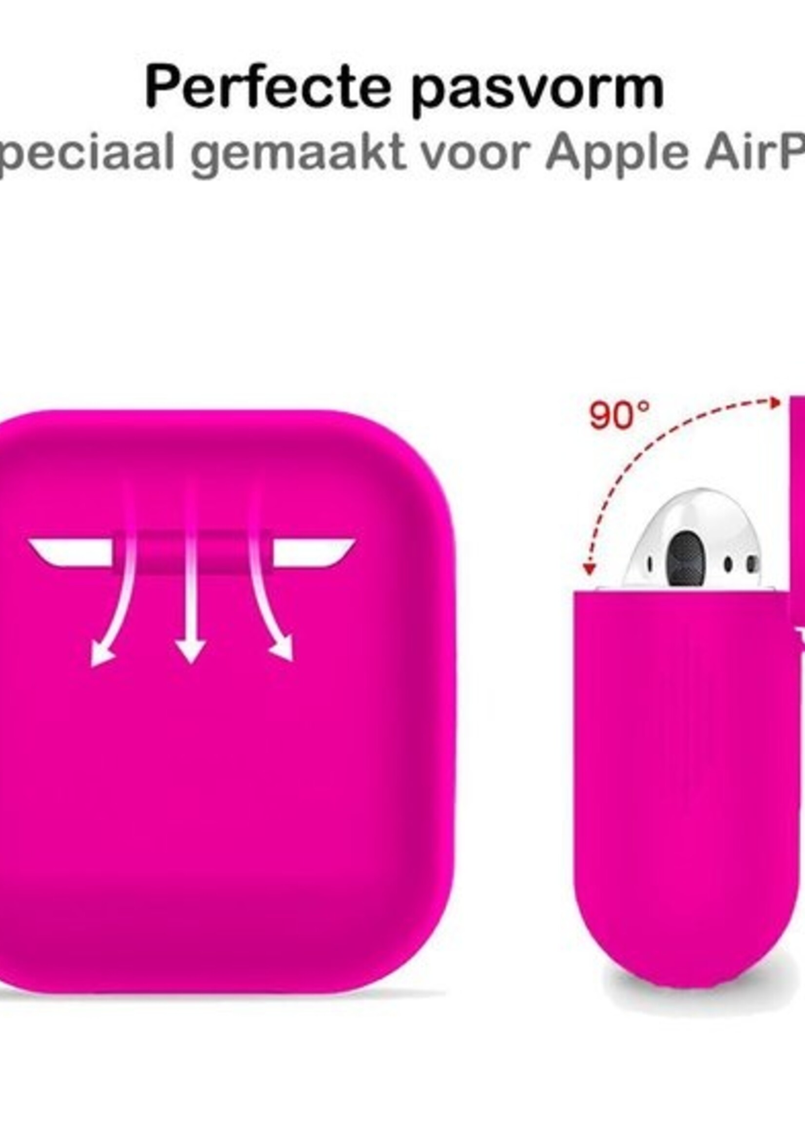 BTH Case Geschikt voor AirPods Hoesje Hoes Siliconen Met Clip Cover - Hoesje Geschikt voor Apple Airpods 1/2 Siliconen Met Clip - Roze