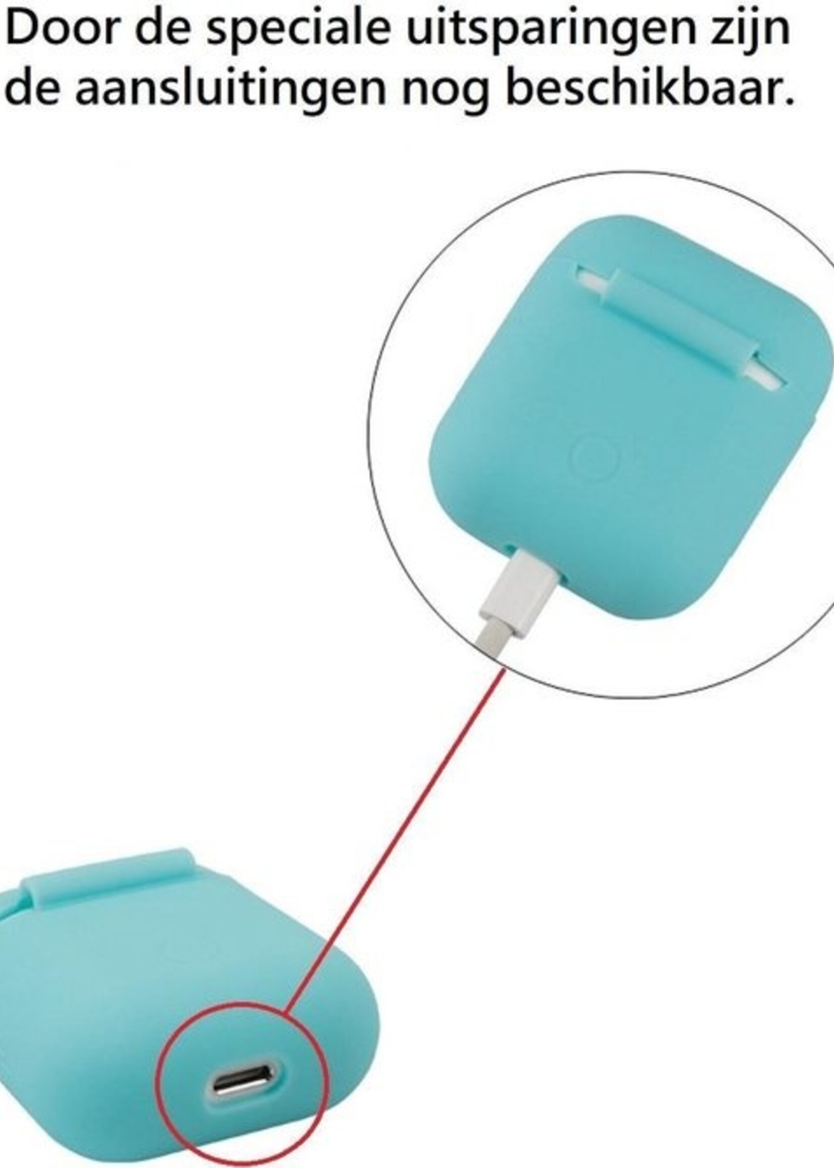 BTH Case Geschikt voor AirPods Hoesje Hoes Siliconen Met Clip Cover - Hoesje Geschikt voor Apple Airpods 1/2 Siliconen Met Clip - Roze