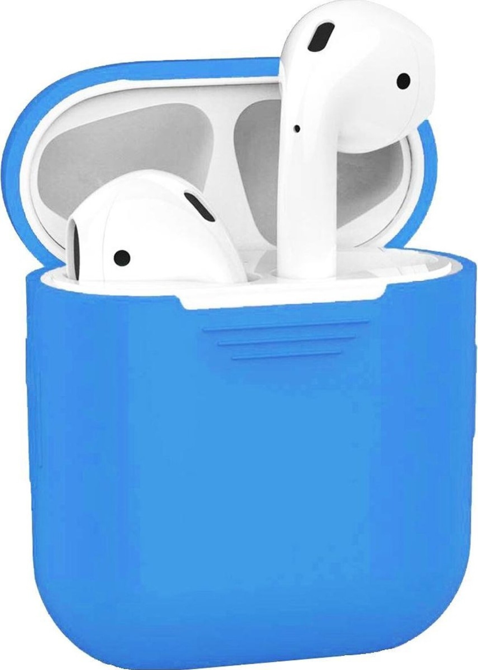 BTH Case Geschikt voor AirPods Hoesje Hoes Siliconen Met Clip Cover - Hoesje Geschikt voor Apple Airpods 1/2 Siliconen Met Clip - Blauw