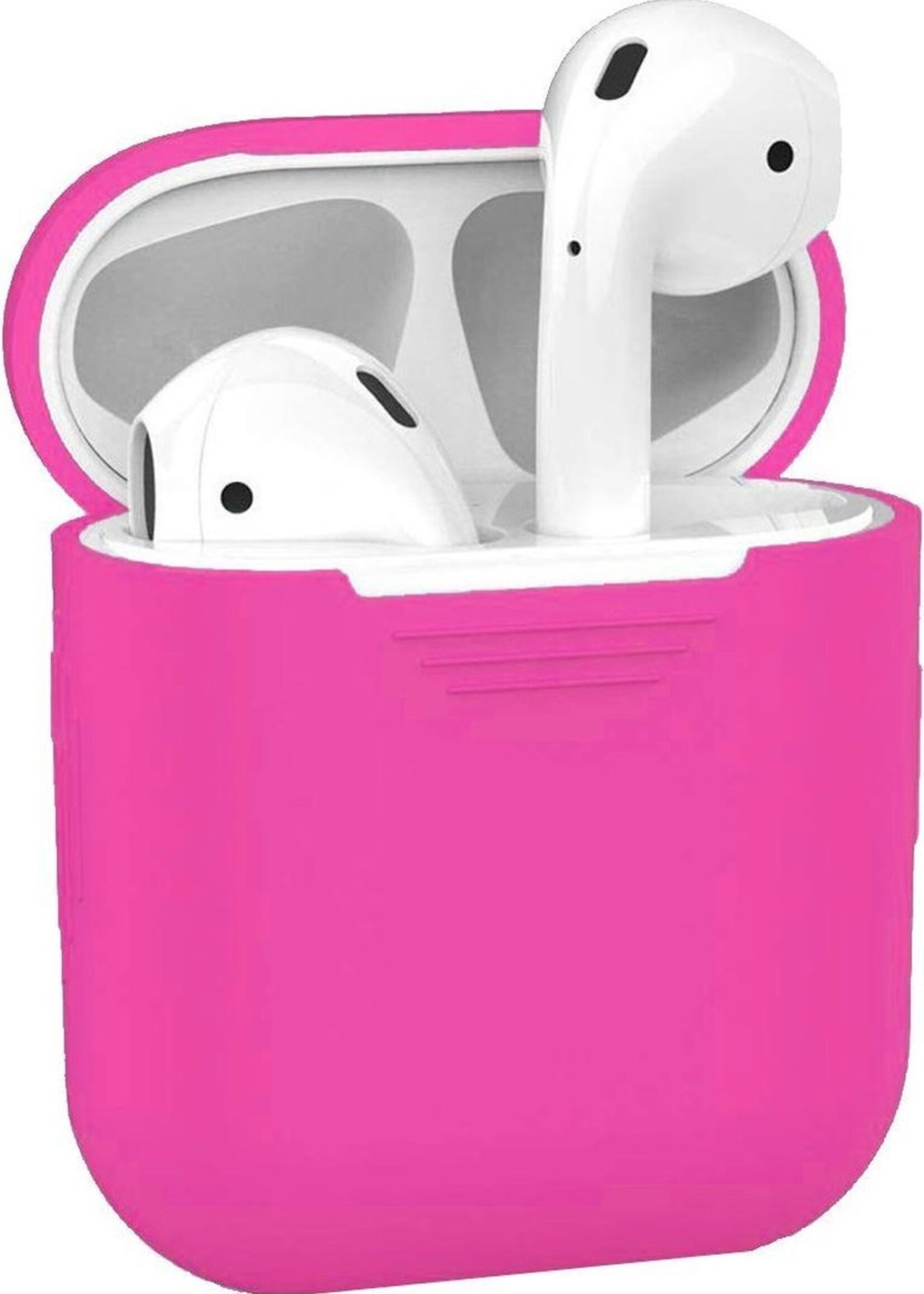 BTH Case Geschikt voor AirPods Hoesje Hoes Siliconen Met Clip Cover - Hoesje Geschikt voor Apple Airpods 1/2 Siliconen Met Clip - Roze