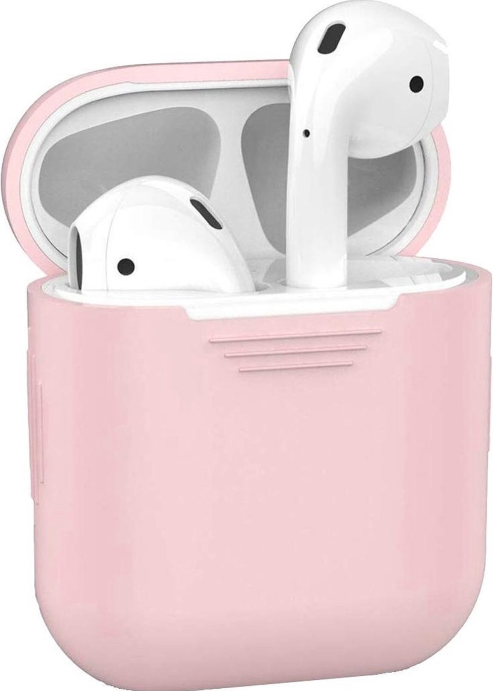 BTH Case Geschikt voor AirPods Hoesje Hoes Siliconen Met Clip Cover - Hoesje Geschikt voor Apple Airpods 1/2 Siliconen Met Clip - Roze