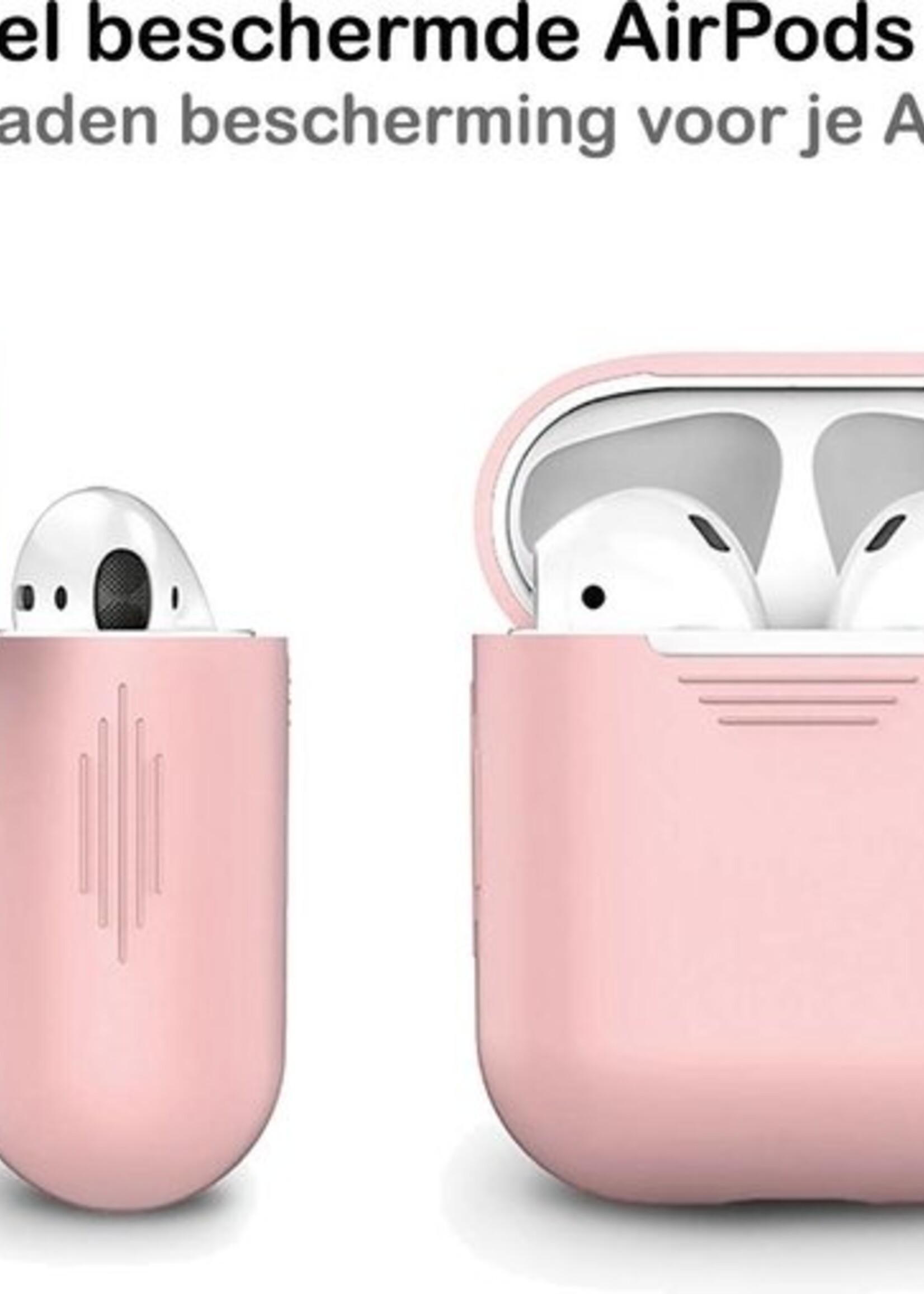 BTH Case Geschikt voor AirPods Hoesje Hoes Siliconen Met Clip Cover - Hoesje Geschikt voor Apple Airpods 1/2 Siliconen Met Clip - Roze