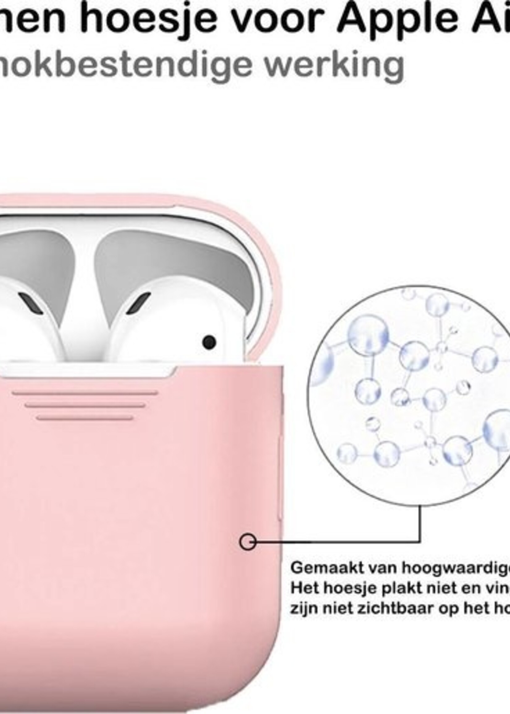 BTH Case Geschikt voor AirPods Hoesje Hoes Siliconen Met Clip Cover - Hoesje Geschikt voor Apple Airpods 1/2 Siliconen Met Clip - Roze