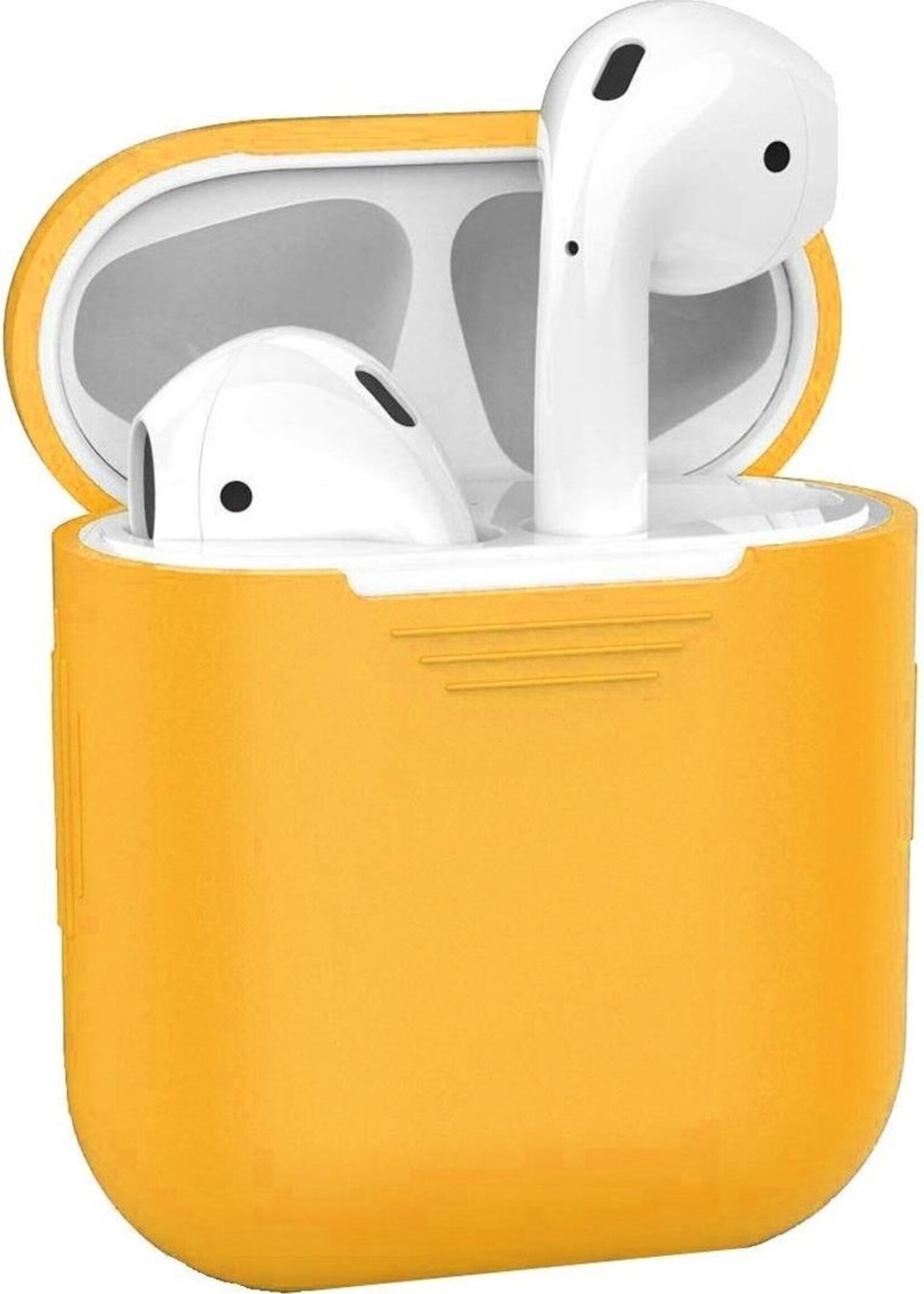 BTH Case Geschikt voor AirPods Hoesje Hoes Siliconen Met Clip Cover - Hoesje Geschikt voor Apple Airpods 1/2 Siliconen Met Clip - Oranje