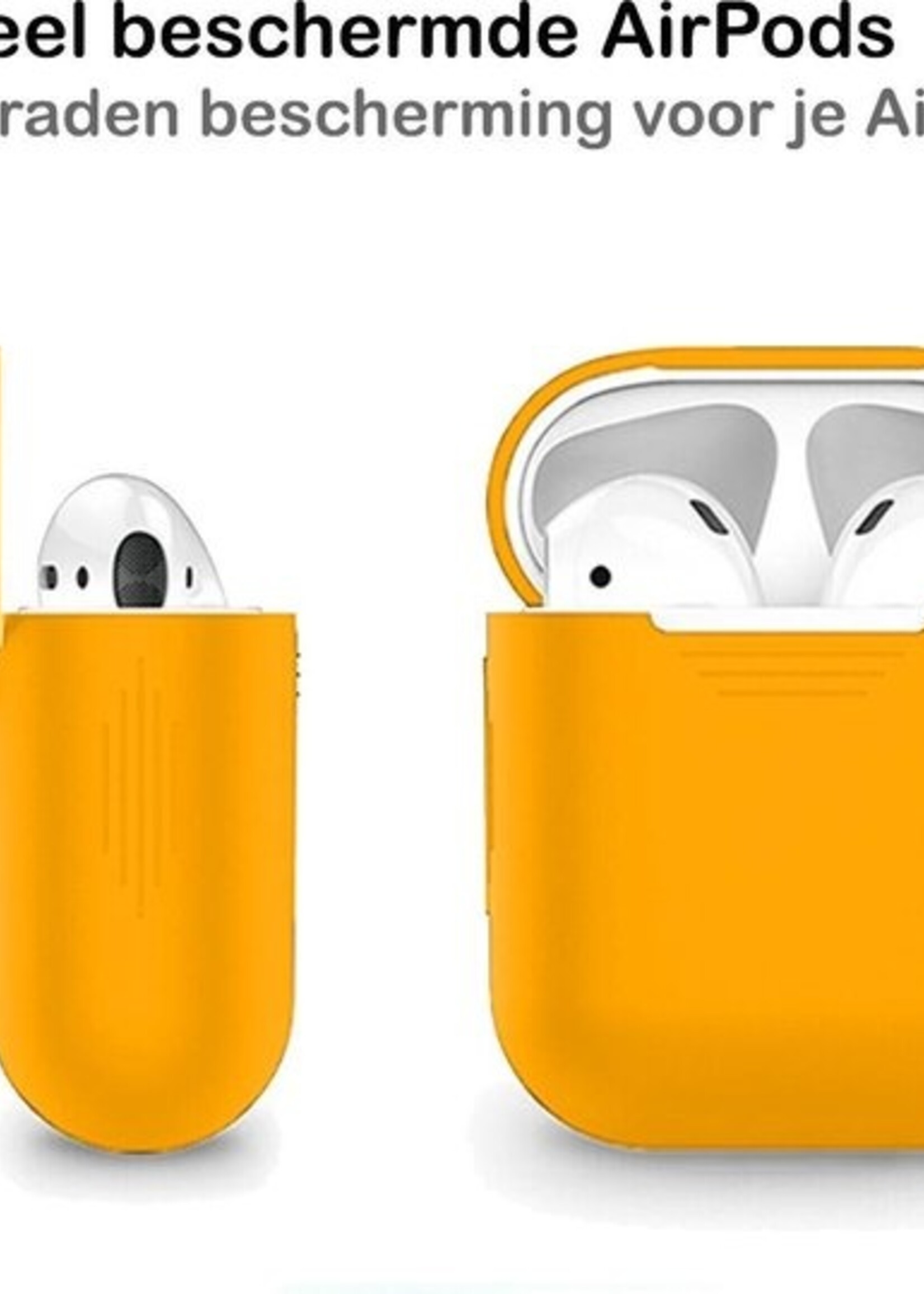 BTH Case Geschikt voor AirPods Hoesje Hoes Siliconen Met Clip Cover - Hoesje Geschikt voor Apple Airpods 1/2 Siliconen Met Clip - Oranje