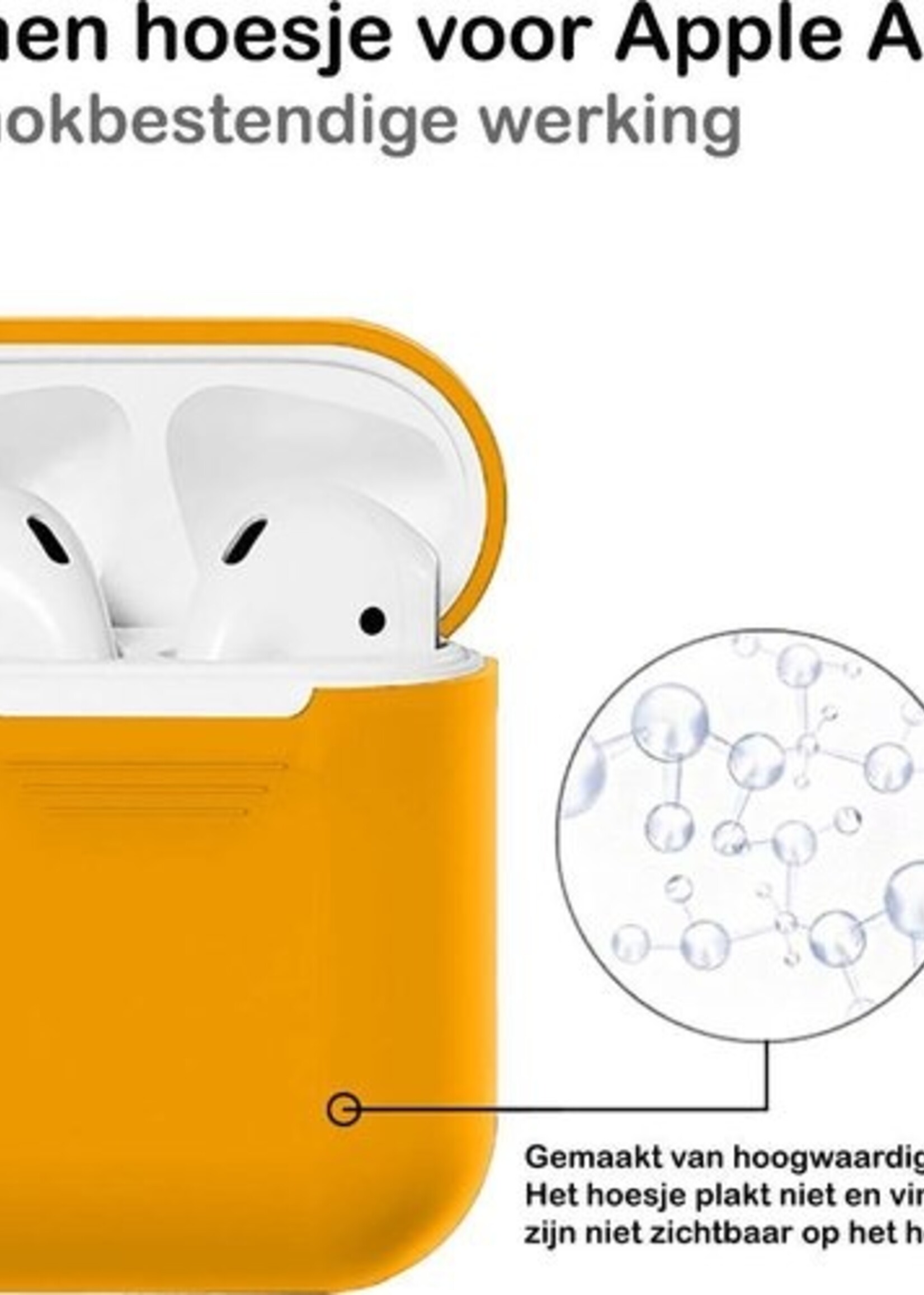 BTH Case Geschikt voor AirPods Hoesje Hoes Siliconen Met Clip Cover - Hoesje Geschikt voor Apple Airpods 1/2 Siliconen Met Clip - Oranje
