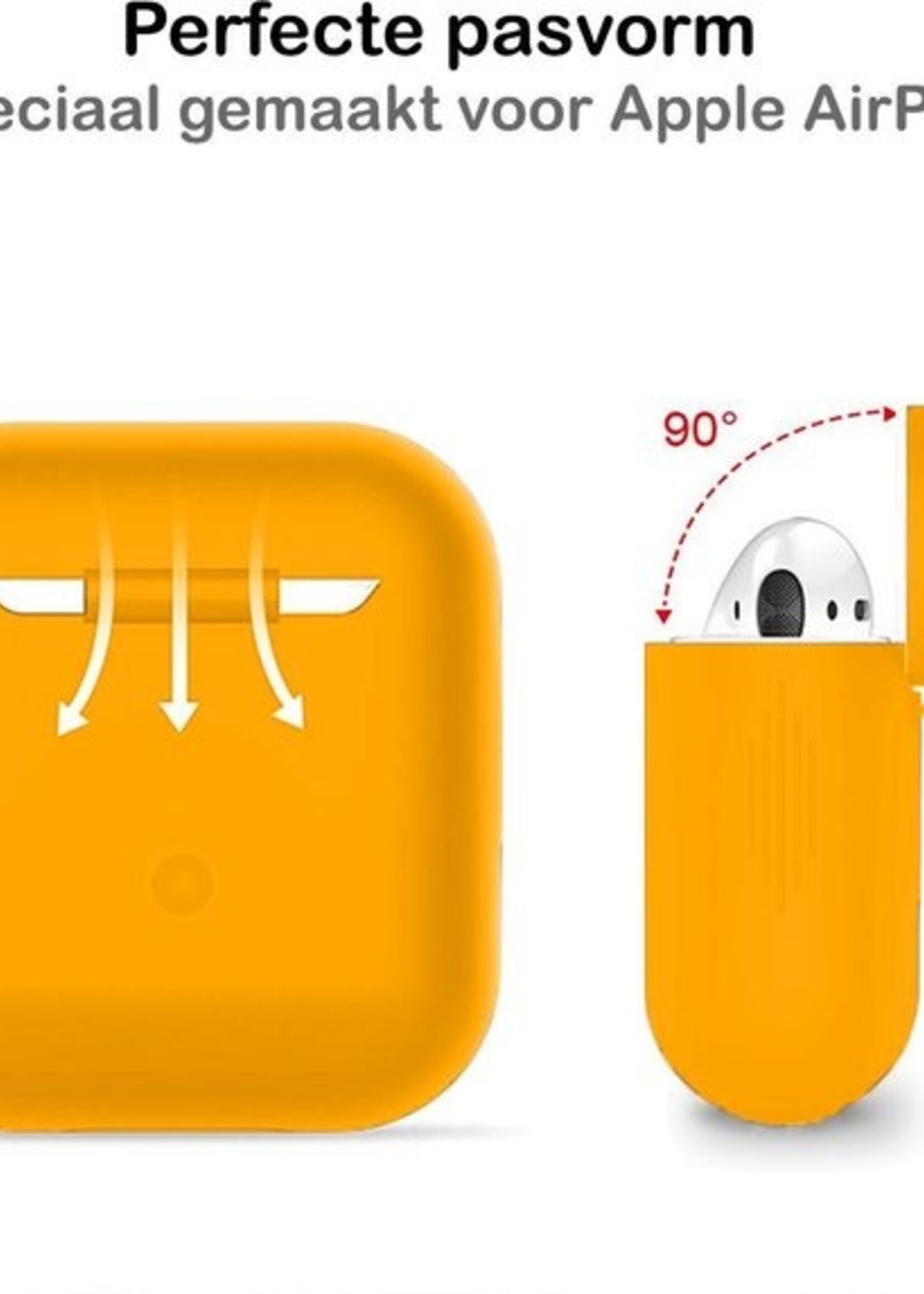 BTH Case Geschikt voor AirPods Hoesje Hoes Siliconen Met Clip Cover - Hoesje Geschikt voor Apple Airpods 1/2 Siliconen Met Clip - Oranje