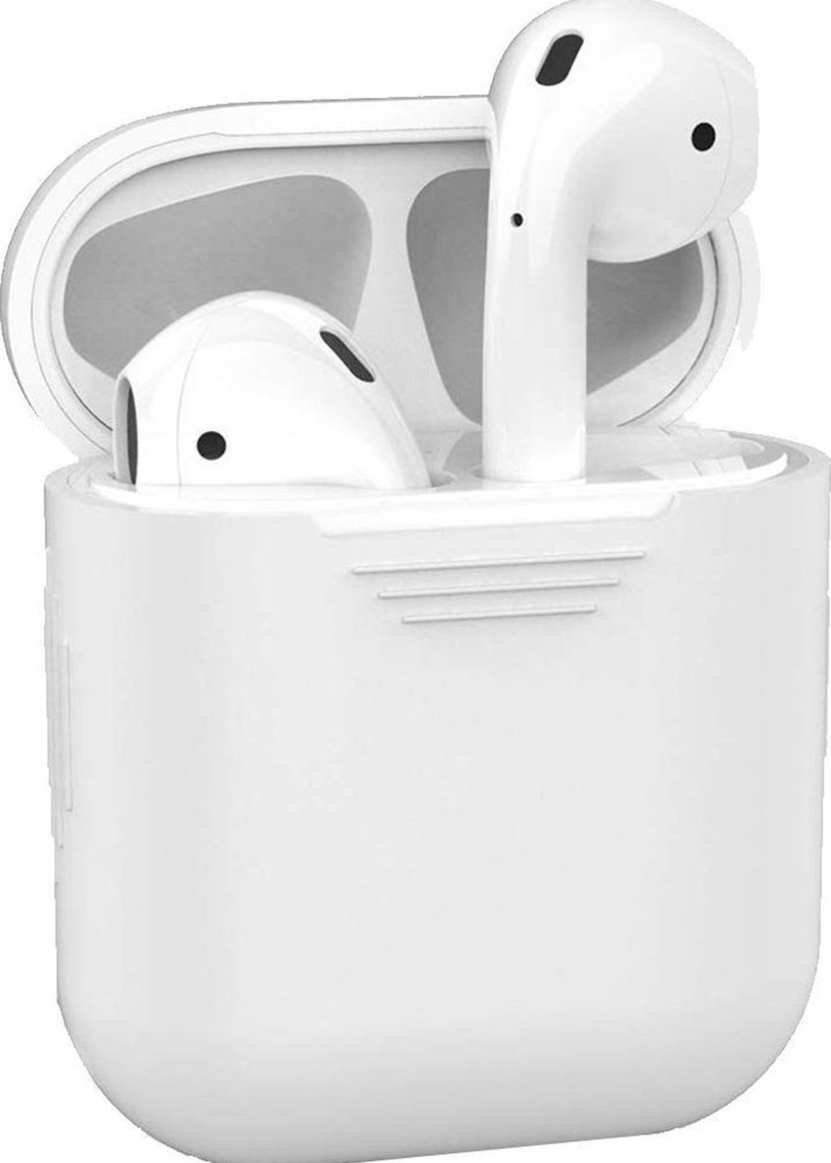 BTH Case Geschikt voor AirPods Hoesje Hoes Siliconen Met Clip Cover - Hoesje Geschikt voor Apple Airpods 1/2 Siliconen Met Clip - Transparant