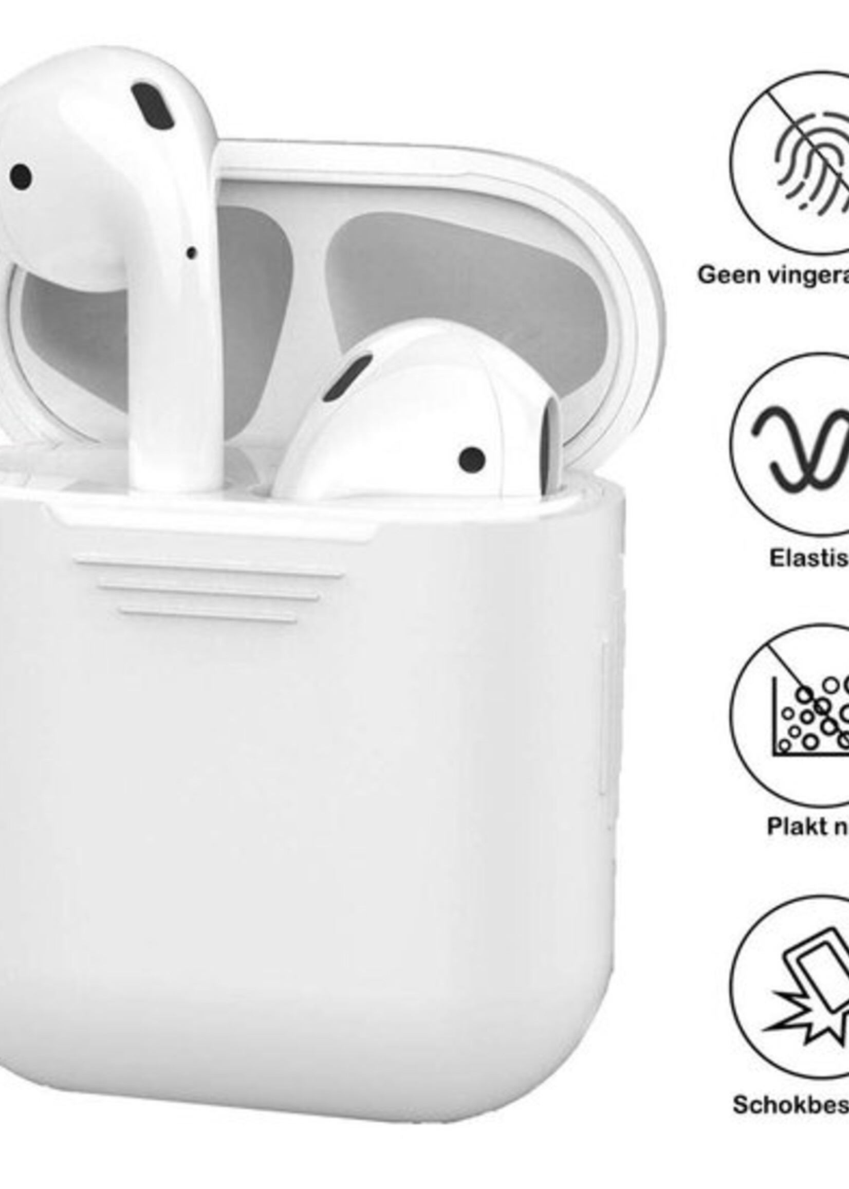 BTH Case Geschikt voor AirPods Hoesje Hoes Siliconen Met Clip Cover - Hoesje Geschikt voor Apple Airpods 1/2 Siliconen Met Clip - Transparant