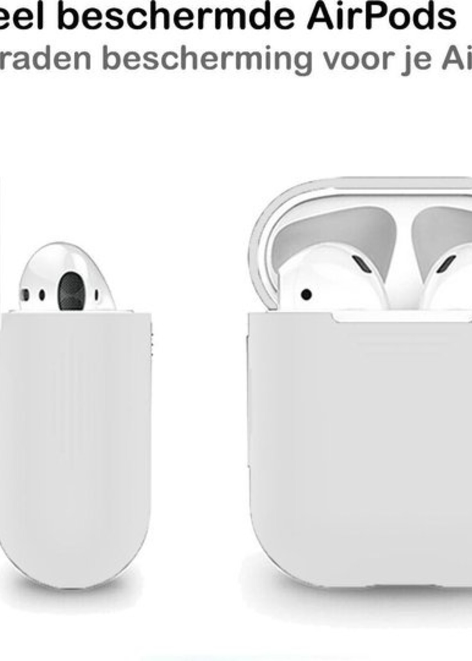 BTH Case Geschikt voor AirPods Hoesje Hoes Siliconen Met Clip Cover - Hoesje Geschikt voor Apple Airpods 1/2 Siliconen Met Clip - Transparant