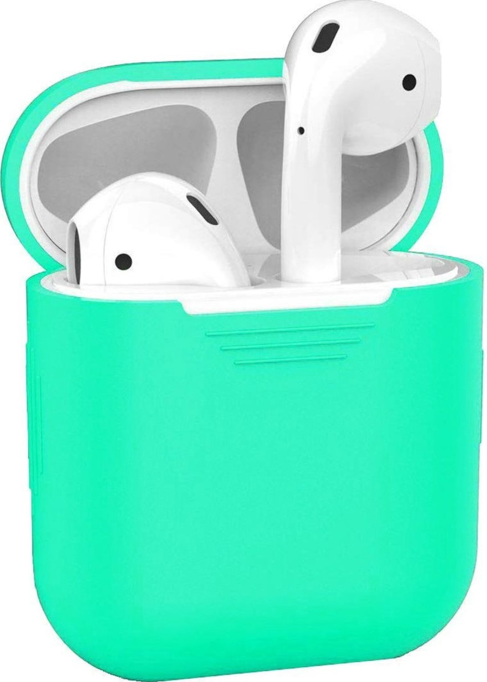 BTH Case Geschikt voor AirPods Hoesje Hoes Siliconen Met Clip Cover - Hoesje Geschikt voor Apple Airpods 1/2 Siliconen Met Clip - Groen
