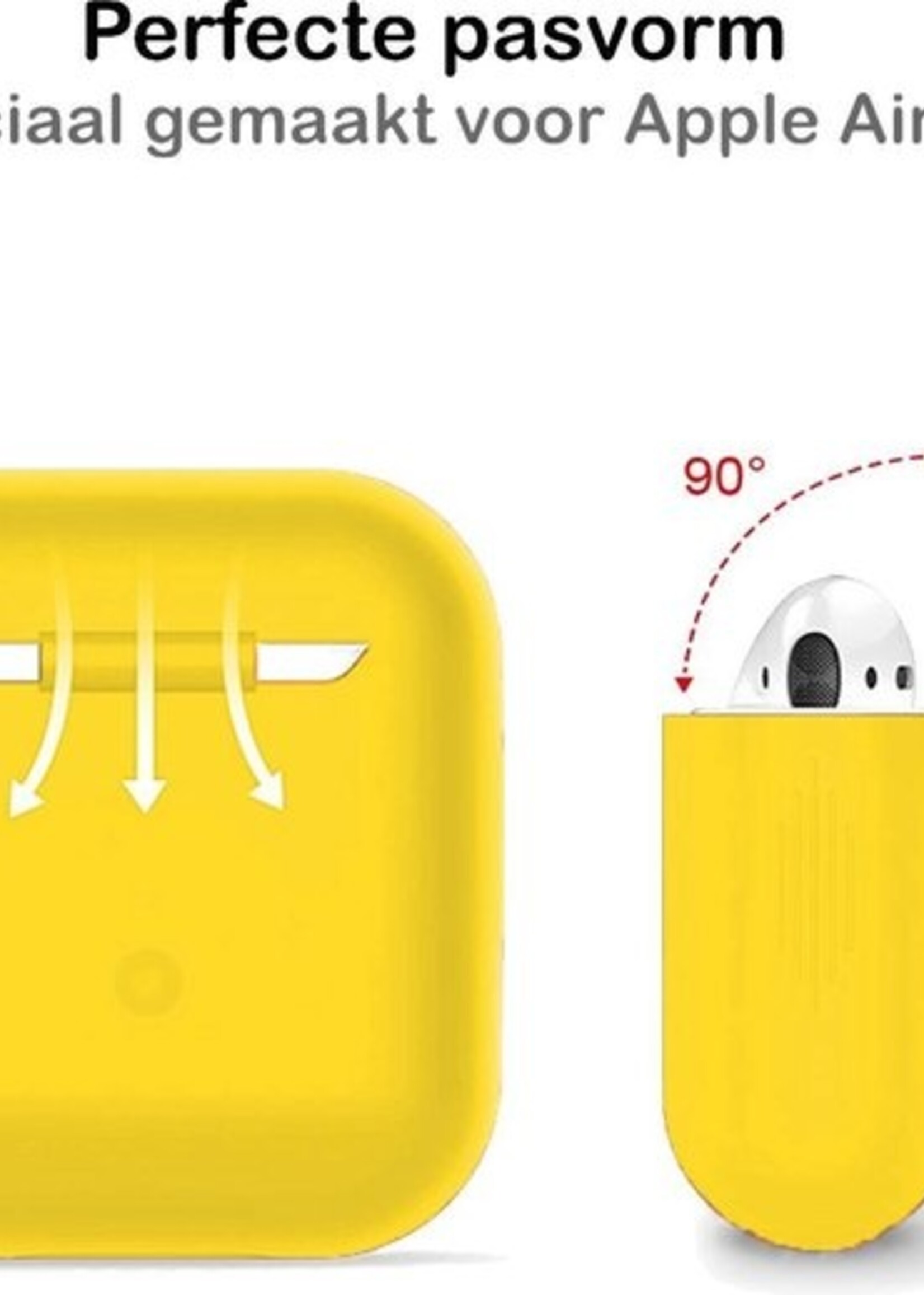BTH Case Geschikt voor AirPods Hoesje Hoes Siliconen Met Clip Cover - Hoesje Geschikt voor Apple Airpods 1/2 Siliconen Met Clip - Geel