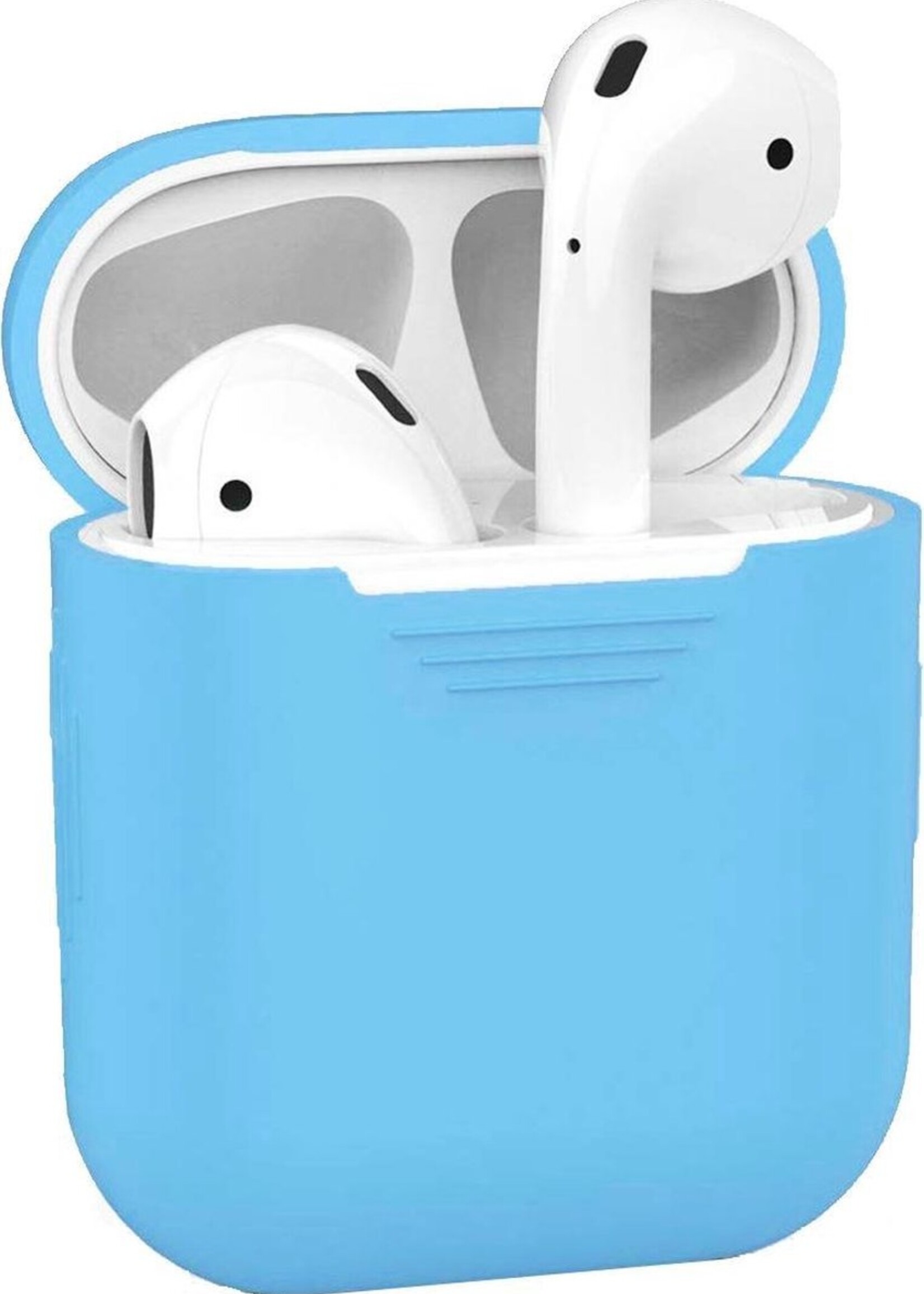 BTH Case Geschikt voor AirPods Hoesje Hoes Siliconen Met Clip Cover - Hoesje Geschikt voor Apple Airpods 1/2 Siliconen Met Clip - Blauw
