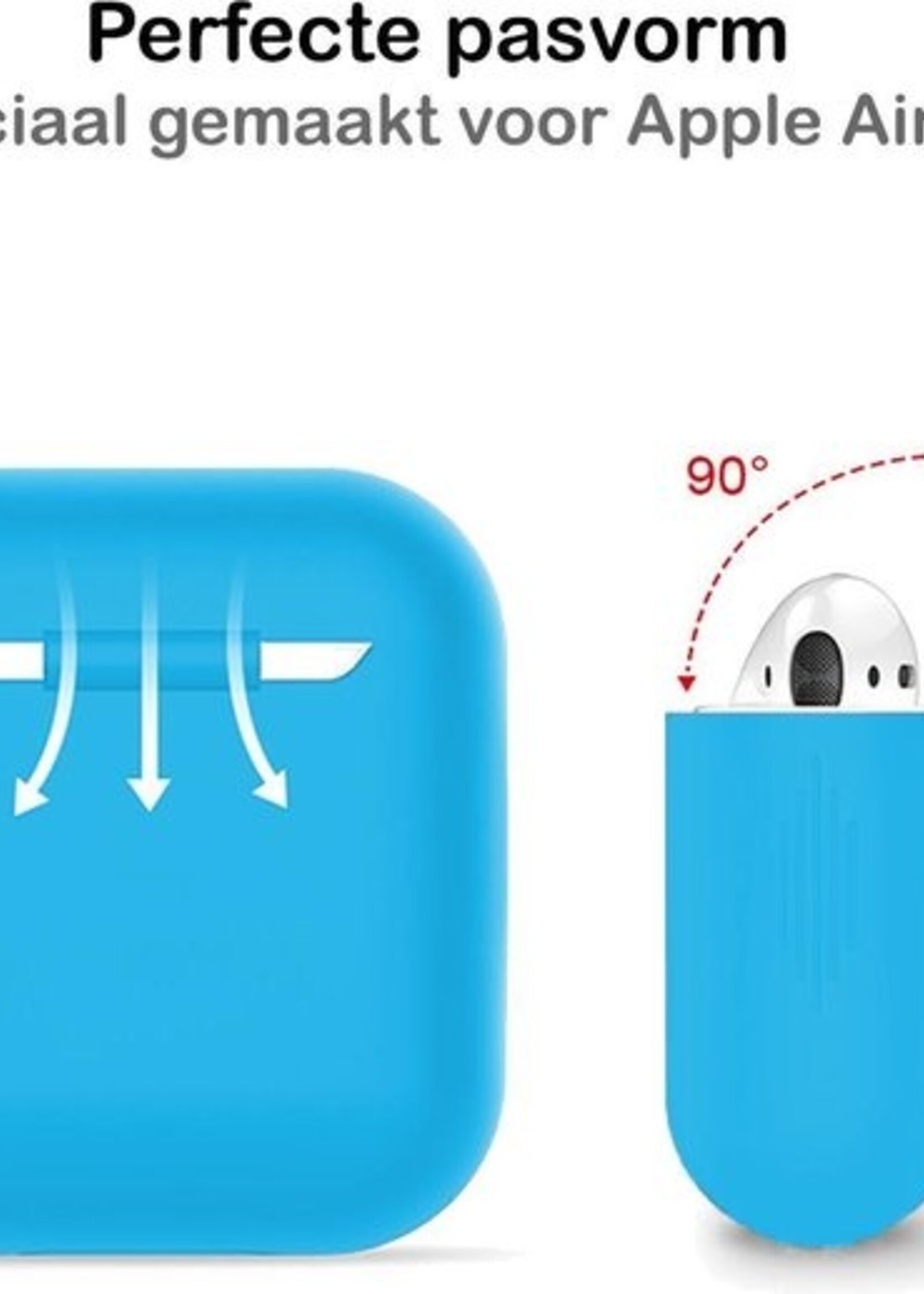 BTH Case Geschikt voor AirPods Hoesje Hoes Siliconen Met Clip Cover - Hoesje Geschikt voor Apple Airpods 1/2 Siliconen Met Clip - Blauw
