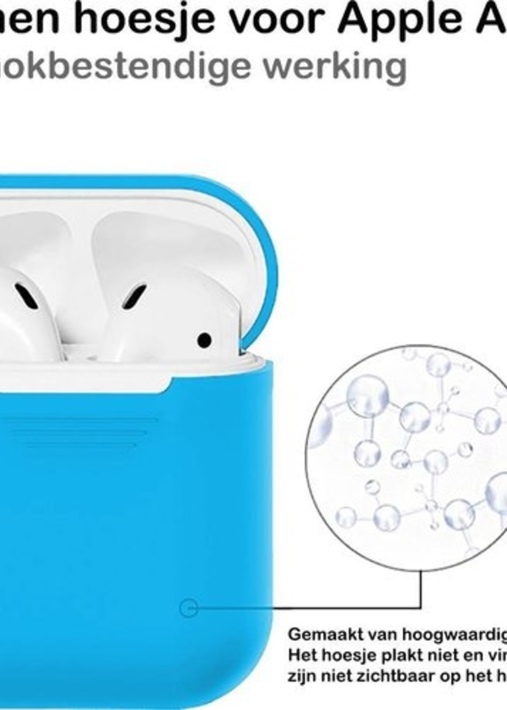 BTH Case Geschikt voor AirPods Hoesje Hoes Siliconen Met Clip Cover - Hoesje Geschikt voor Apple Airpods 1/2 Siliconen Met Clip - Blauw