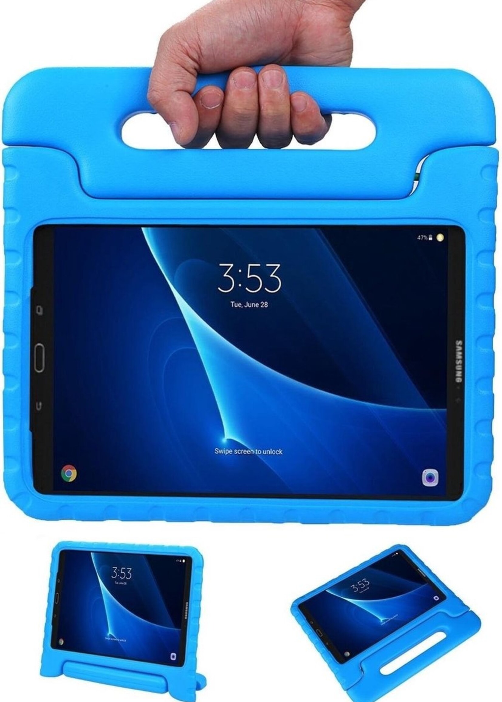 BTH Kinderhoes Geschikt voor Samsung Galaxy Tab A 10.1 2019 Hoes Kinder Hoesje Kids Case Cover Kidsproof - Hoesje Geschikt voor Samsung Tab A 10.1 2019 Hoesje Kinder Hoes - Blauw