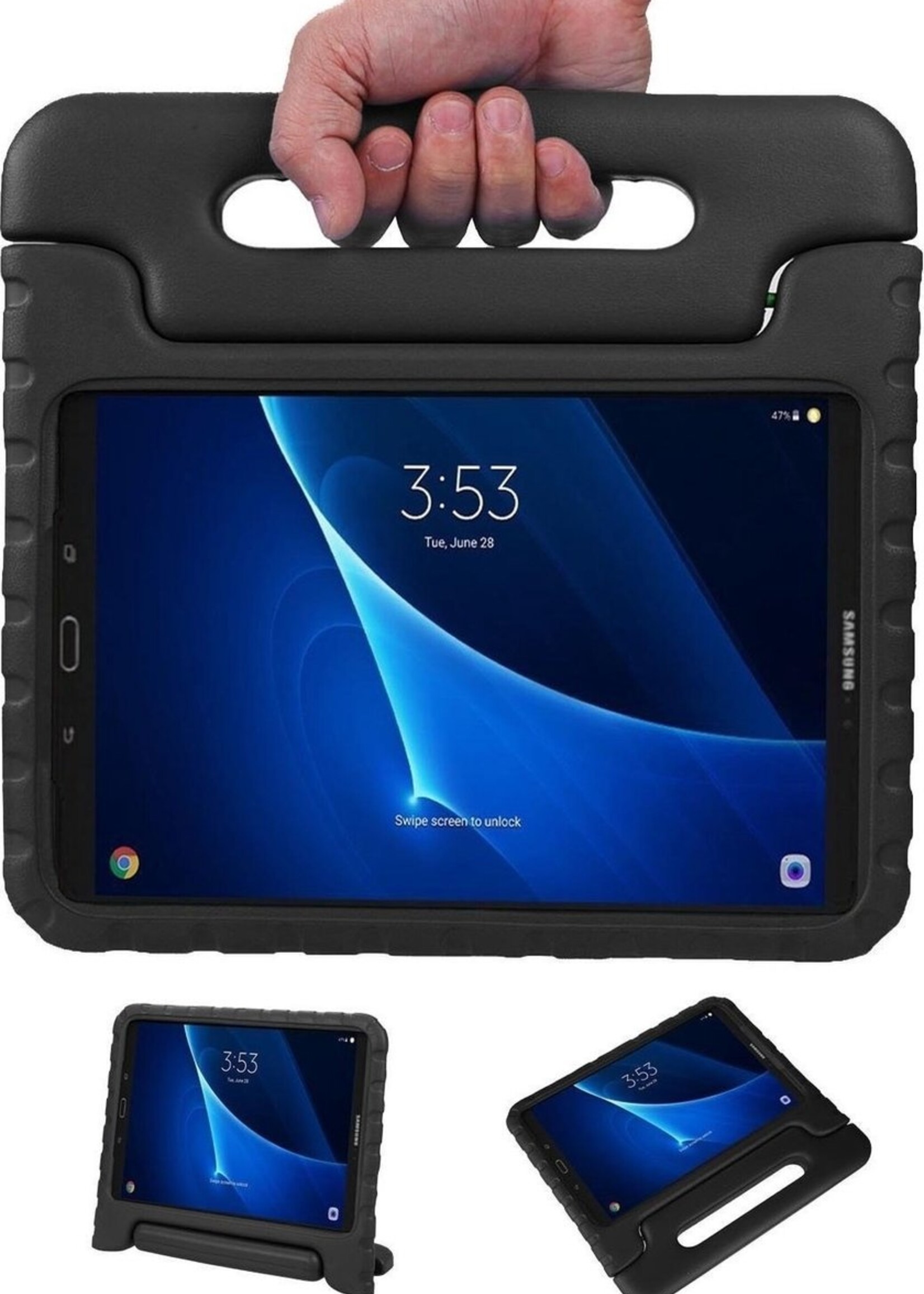 BTH Kinderhoes Geschikt voor Samsung Galaxy Tab A 10.1 2019 Hoes Kinder Hoesje Kids Case Cover Kidsproof - Hoesje Geschikt voor Samsung Tab A 10.1 2019 Hoesje Kinder Hoes - Zwart