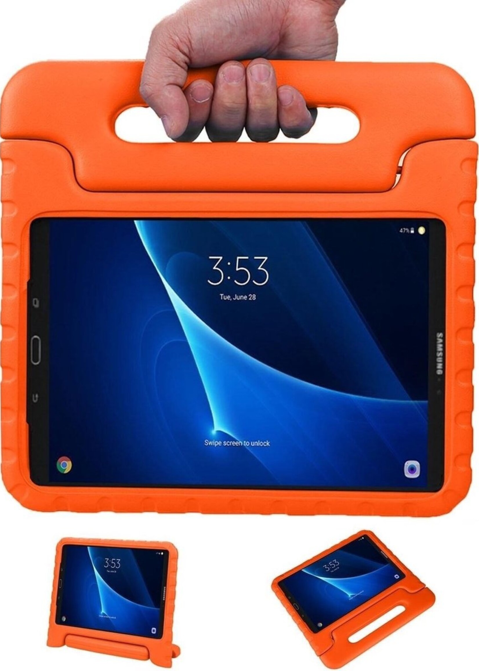 BTH Kinderhoes Geschikt voor Samsung Galaxy Tab A 10.1 2019 Hoes Kinder Hoesje Kids Case Cover Kidsproof - Hoesje Geschikt voor Samsung Tab A 10.1 2019 Hoesje Kinder Hoes - Oranje