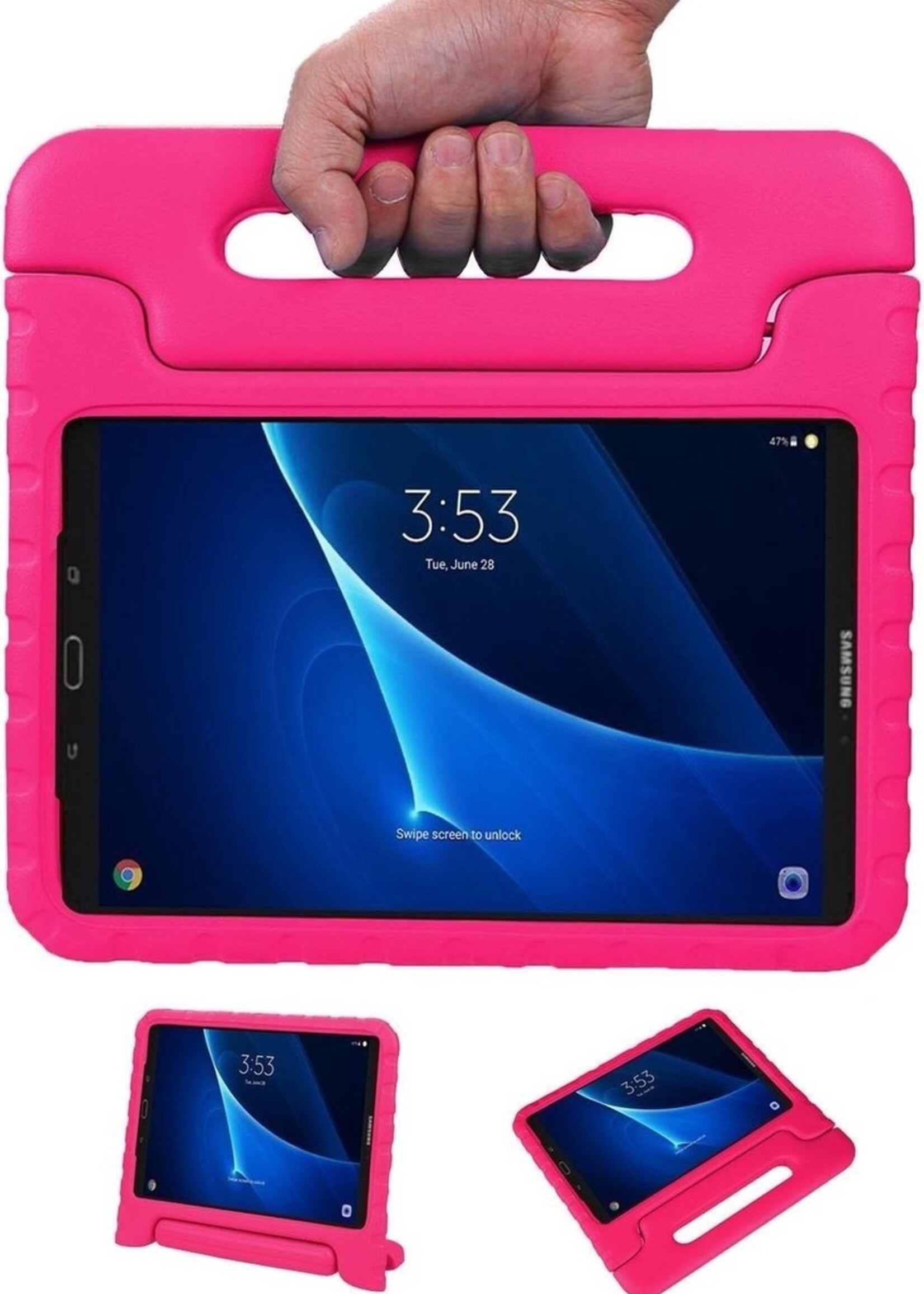 BTH Kinderhoes Geschikt voor Samsung Galaxy Tab A 10.1 2019 Hoes Kinder Hoesje Kids Case Cover Kidsproof - Hoesje Geschikt voor Samsung Tab A 10.1 2019 Hoesje Kinder Hoes - Roze