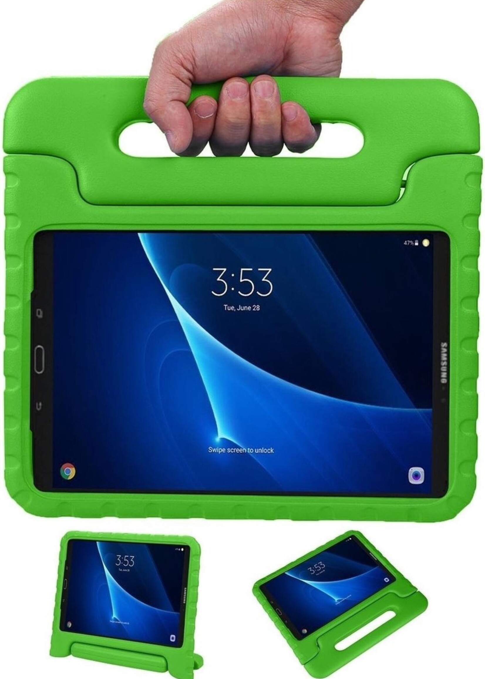 BTH Kinderhoes Geschikt voor Samsung Galaxy Tab A 10.1 2019 Hoes Kinder Hoesje Kids Case Cover Kidsproof - Hoesje Geschikt voor Samsung Tab A 10.1 2019 Hoesje Kinder Hoes - Groen