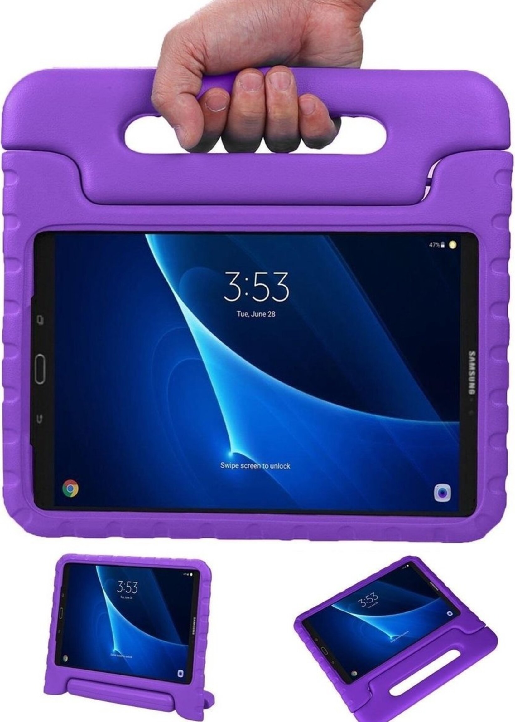 BTH Kinderhoes Geschikt voor Samsung Galaxy Tab A 10.1 2019 Hoes Kinder Hoesje Kids Case Cover Kidsproof - Hoesje Geschikt voor Samsung Tab A 10.1 2019 Hoesje Kinder Hoes - Paars