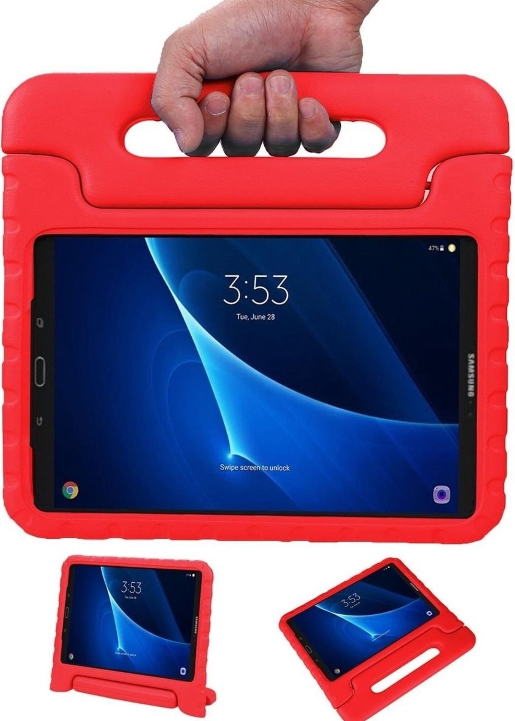BTH Kinderhoes Geschikt voor Samsung Galaxy Tab A 10.1 2019 Hoes Kinder Hoesje Kids Case Cover Kidsproof - Hoesje Geschikt voor Samsung Tab A 10.1 2019 Hoesje Kinder Hoes - Rood
