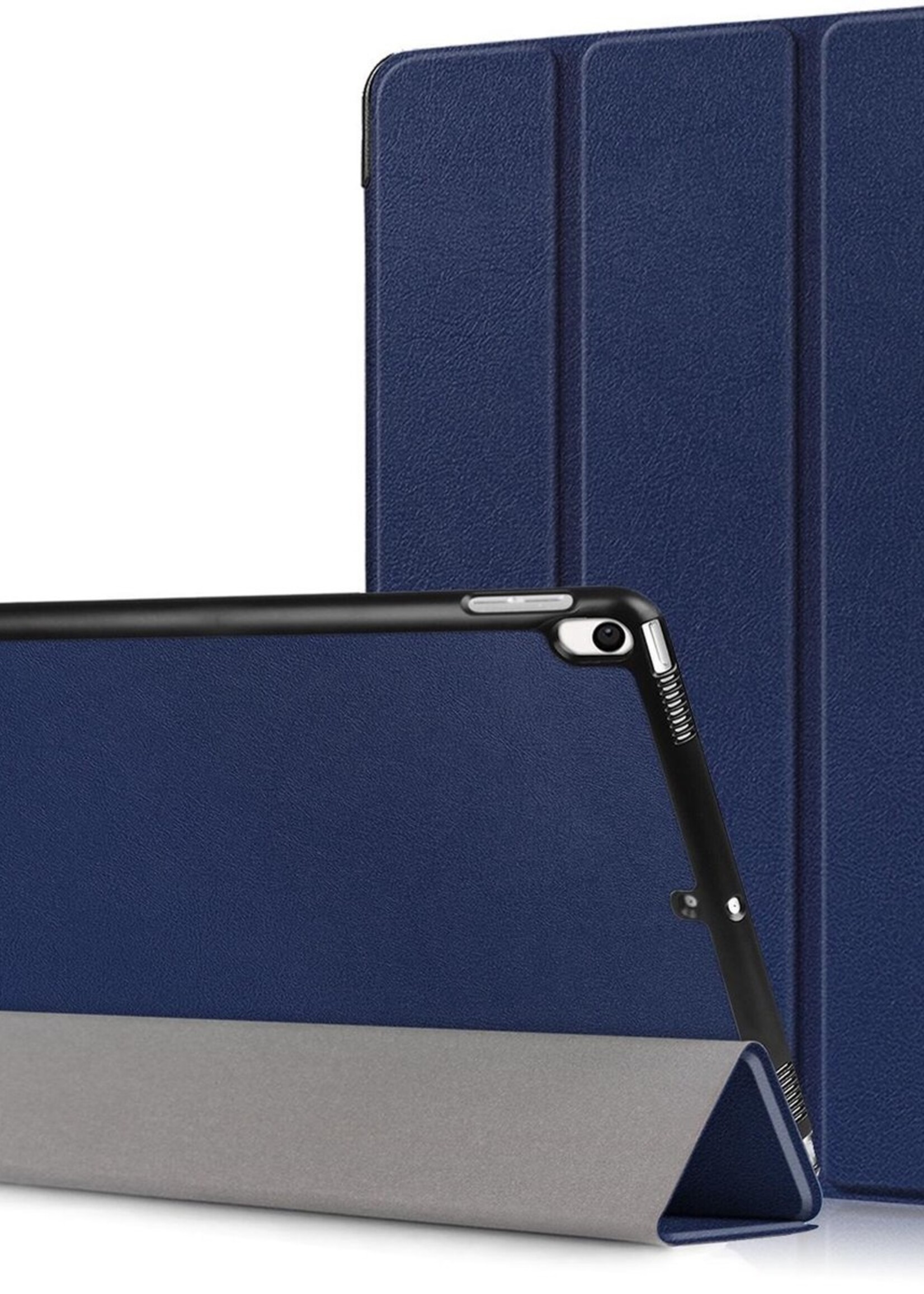 BTH Hoes Geschikt voor iPad Air 3 / Pro 10.5 (2017) Hoes Book Case Hoesje Trifold Cover - Hoesje Geschikt voor iPad Air 3 / Pro 10.5 (2017) Hoesje Bookcase - Blauw