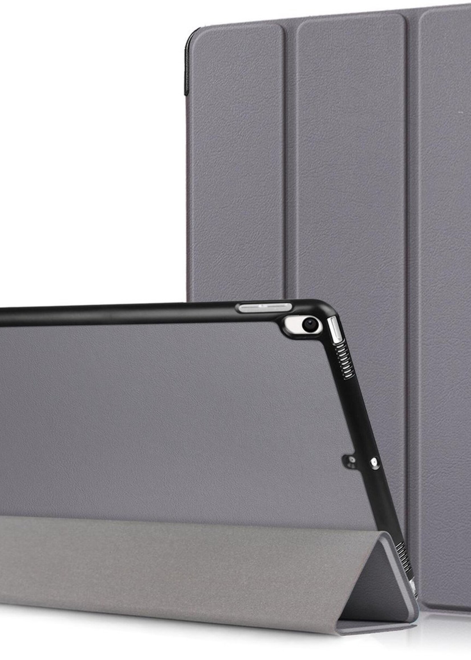 BTH Hoes Geschikt voor iPad Air 3 / Pro 10.5 (2017) Hoes Book Case Hoesje Trifold Cover - Hoesje Geschikt voor iPad Air 3 / Pro 10.5 (2017) Hoesje Bookcase - Grijs
