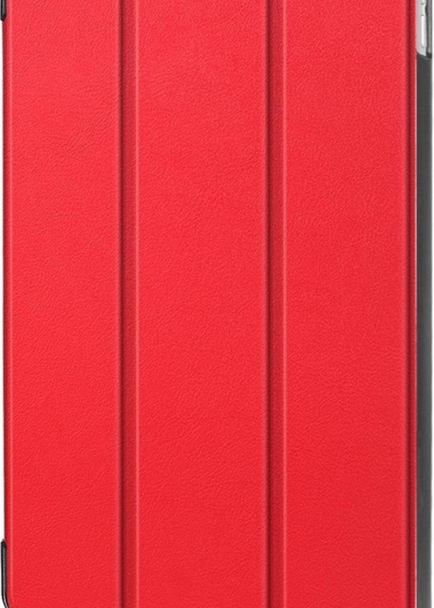 BTH Hoes Geschikt voor iPad Air 3 / Pro 10.5 (2017) Hoes Book Case Hoesje Trifold Cover - Hoesje Geschikt voor iPad Air 3 / Pro 10.5 (2017) Hoesje Bookcase - Rood