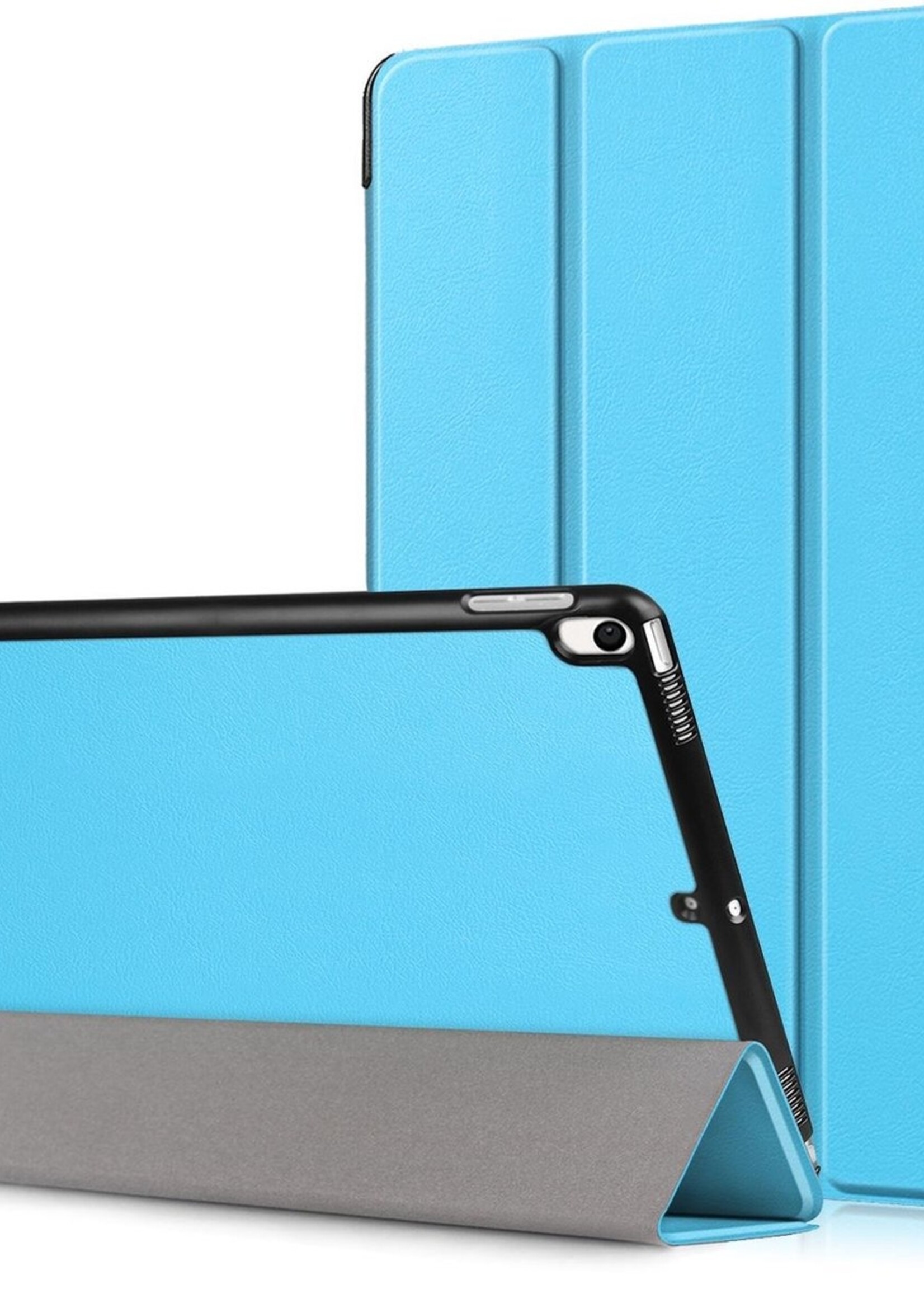 BTH Hoes Geschikt voor iPad Air 3 / Pro 10.5 (2017) Hoes Book Case Hoesje Trifold Cover - Hoesje Geschikt voor iPad Air 3 / Pro 10.5 (2017) Hoesje Bookcase - Blauw