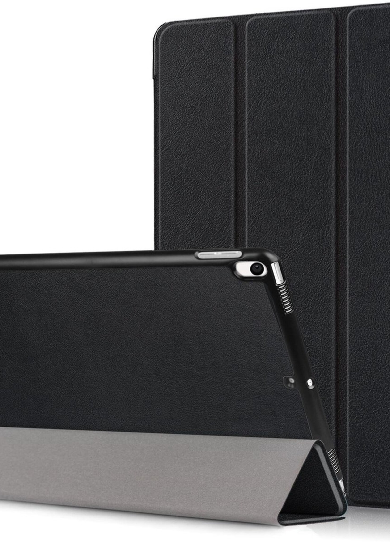 BTH Hoes Geschikt voor iPad Pro 10.5 (2017) Hoes Book Case Hoesje Trifold Cover - Hoesje Geschikt voor iPad Pro 2017 (10,5 inch) Hoesje Bookcase - Zwart