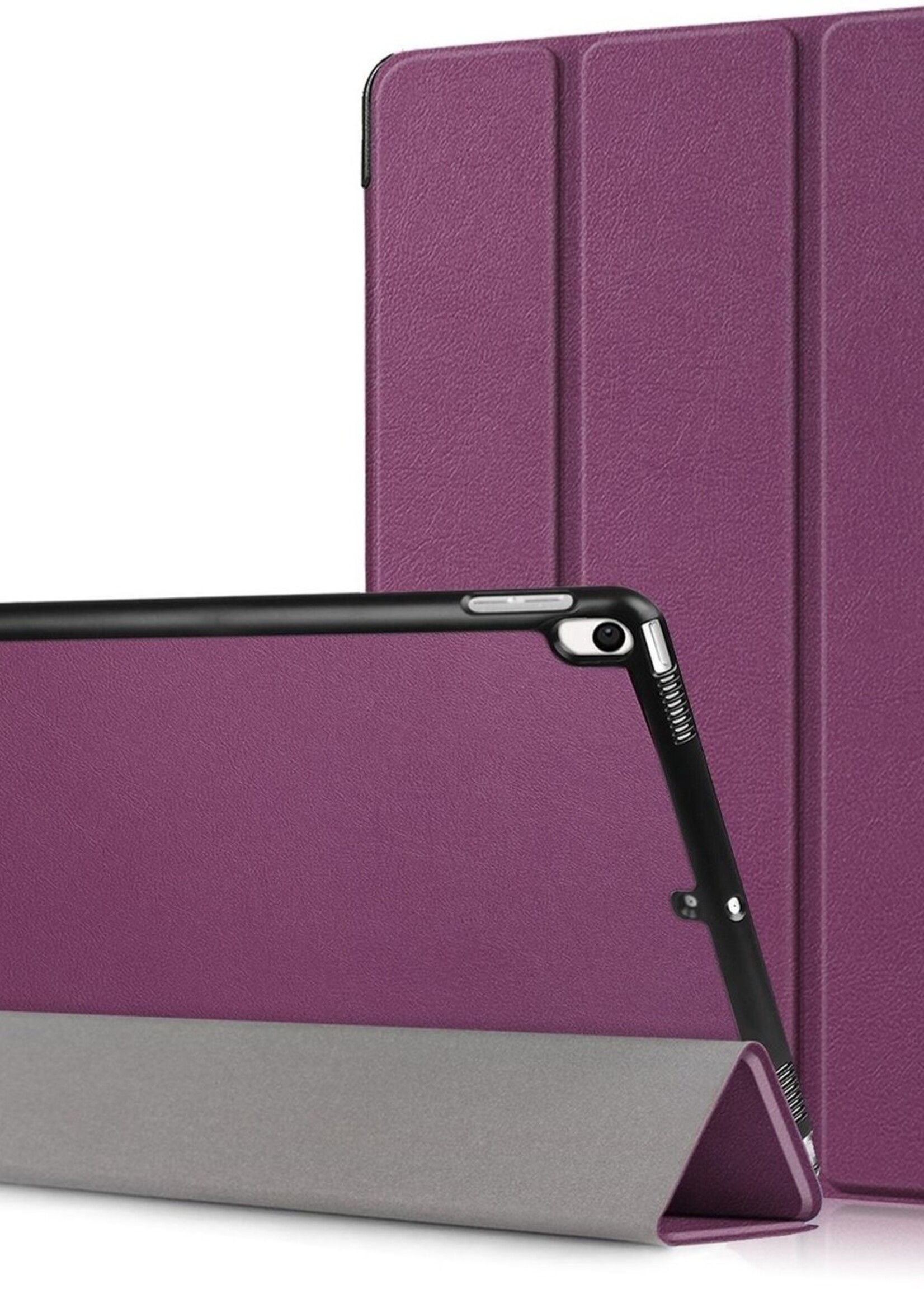 BTH Hoes Geschikt voor iPad Air 3 / Pro 10.5 (2017) Hoes Book Case Hoesje Trifold Cover - Hoesje Geschikt voor iPad Air 3 / Pro 10.5 (2017) Hoesje Bookcase - Paars