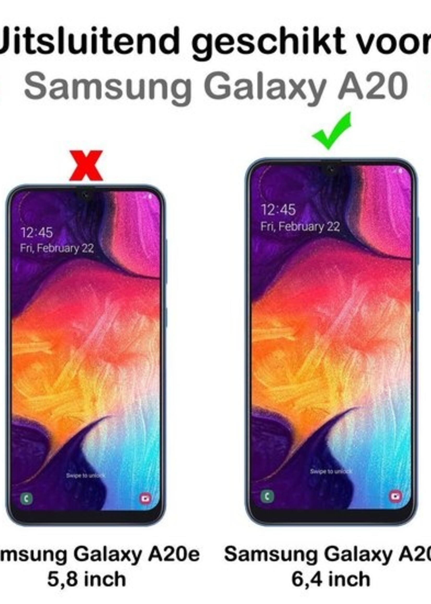 BTH Screenprotector Geschikt voor Samsung A20 Screenprotector Glas Gehard Tempered Glass - Screenprotector Geschikt voor Samsung Galaxy A20 Screen Protector Screen Cover